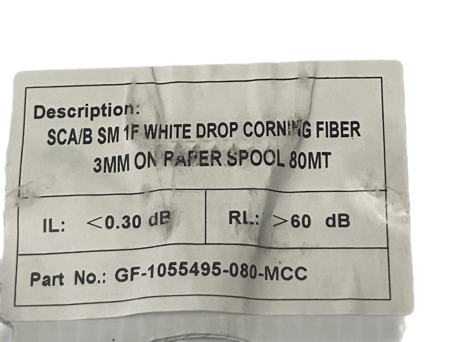 •2 ROLLS* Corning SC/APC Single-Mode White Fiber Optical Cable 80m GF-1055495