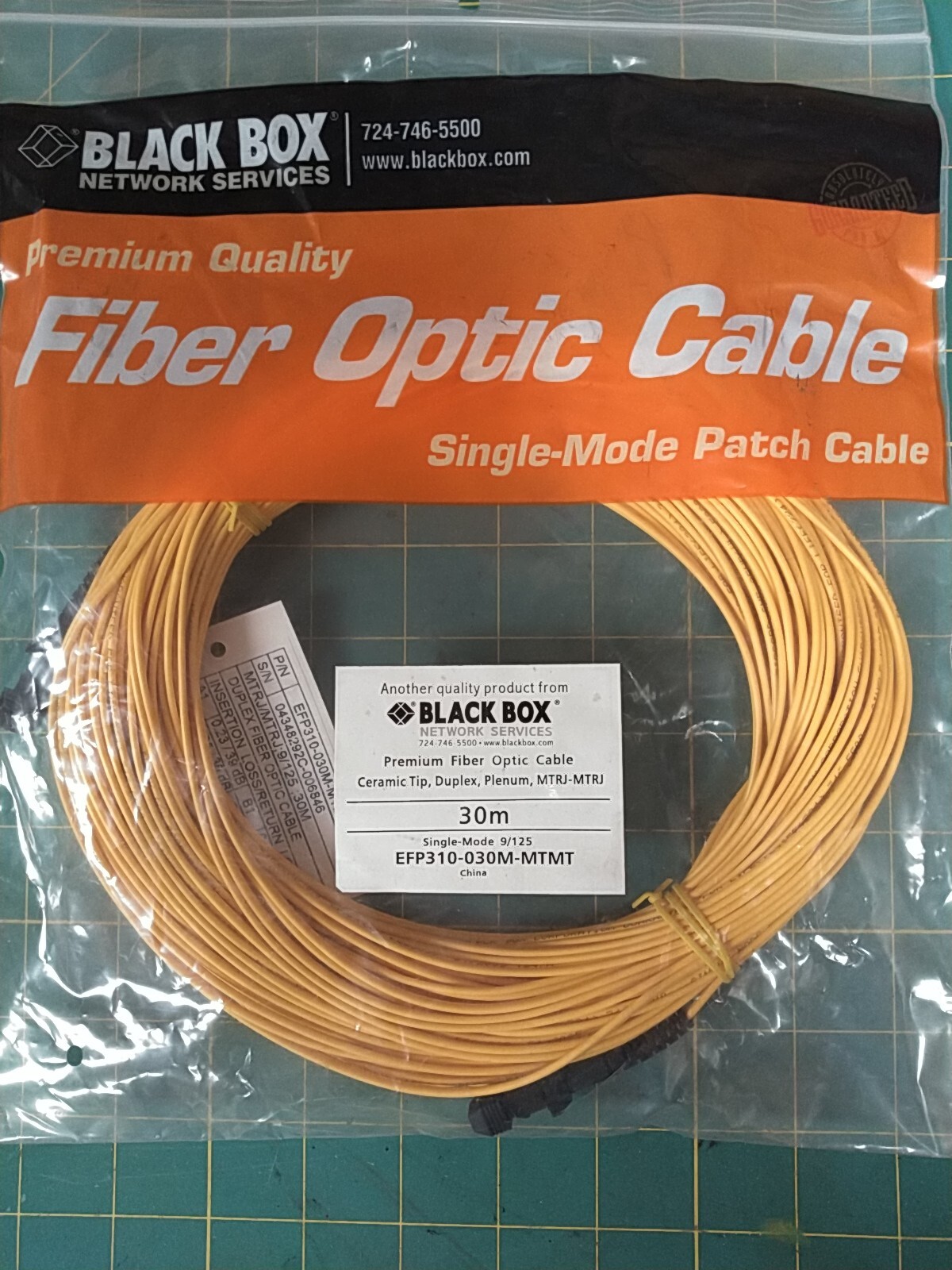 Black Box Duplex Fiber Optic Cable Single-Mode MTRJ-MTRJ 30m