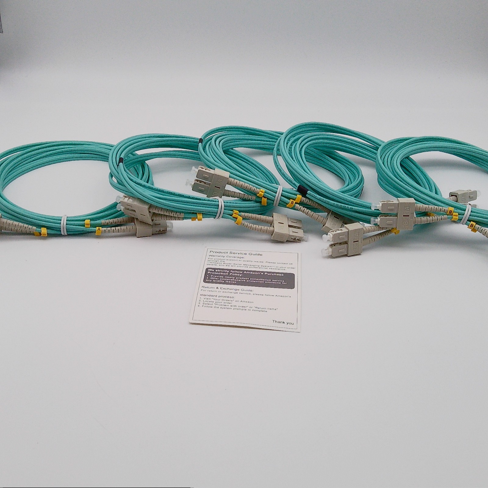 5 Pack 1M OM3 LC to LC Fiber Patch Cable 10/40Gb Duplex 50/125um Multimode
