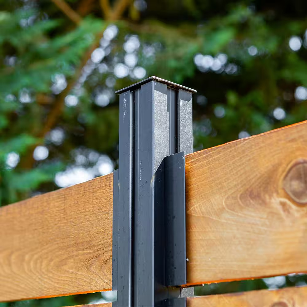 Modular Fencing 76 In. H Matte Black Aluminum Hard Surface Post for a 6 Ft. H Ou