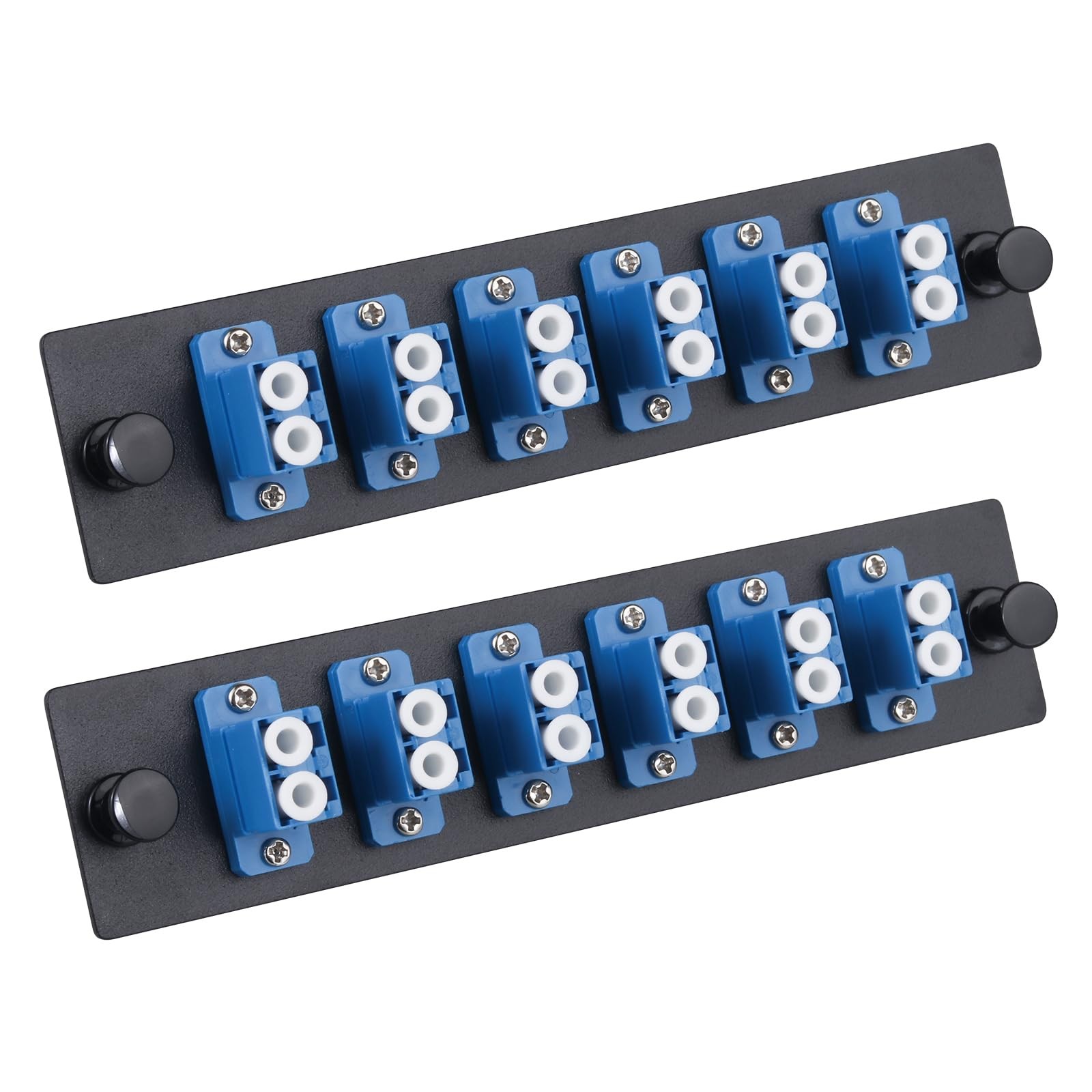 6 Duplex LC/UPC Fiber Patch Panel with Duplex Singlemode Blue Adapters