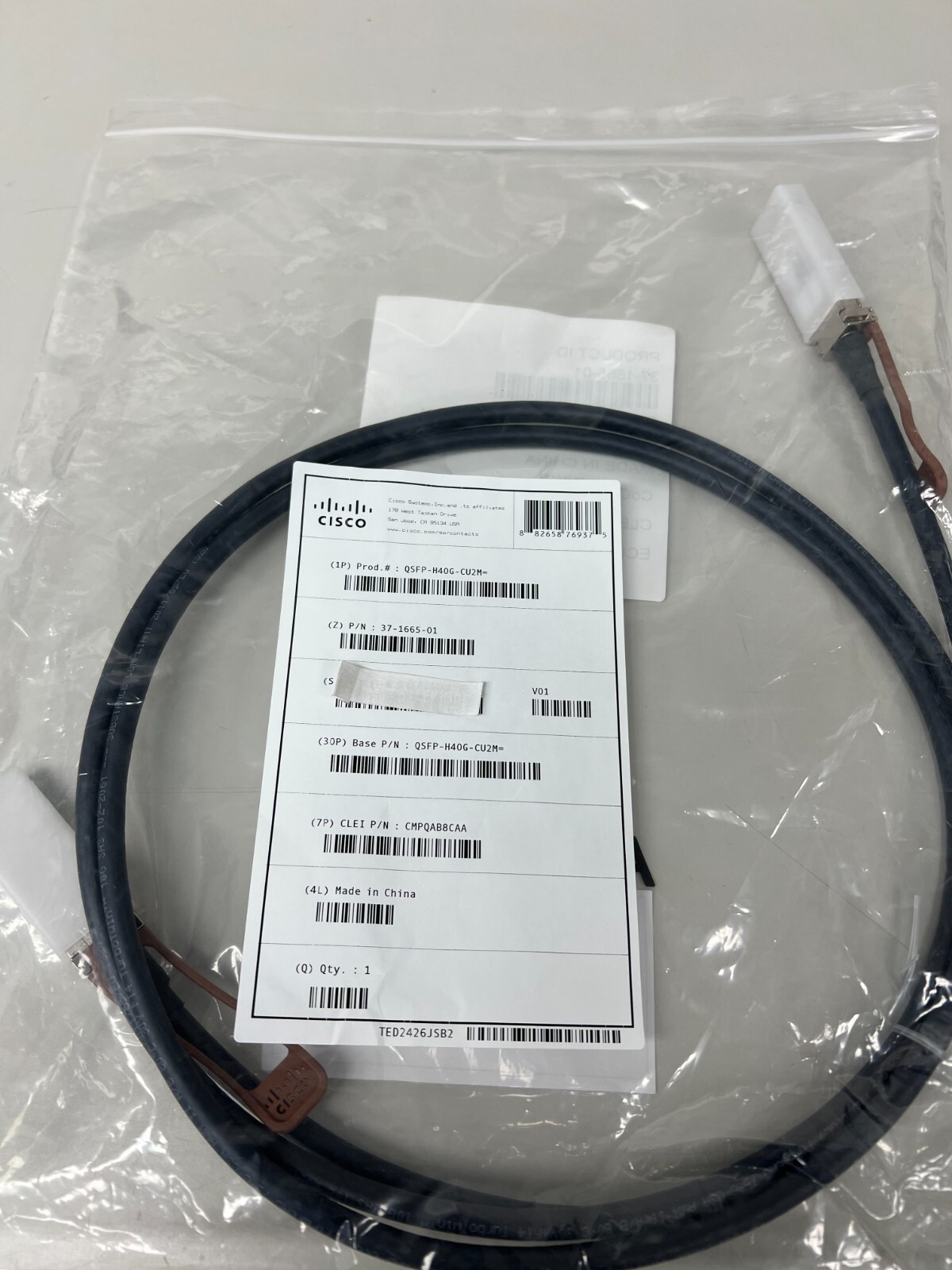 Cisco QSFP-H40G-CU2M 10GBASE ACTIVE OPTICAL SFP New Genuine Sealed