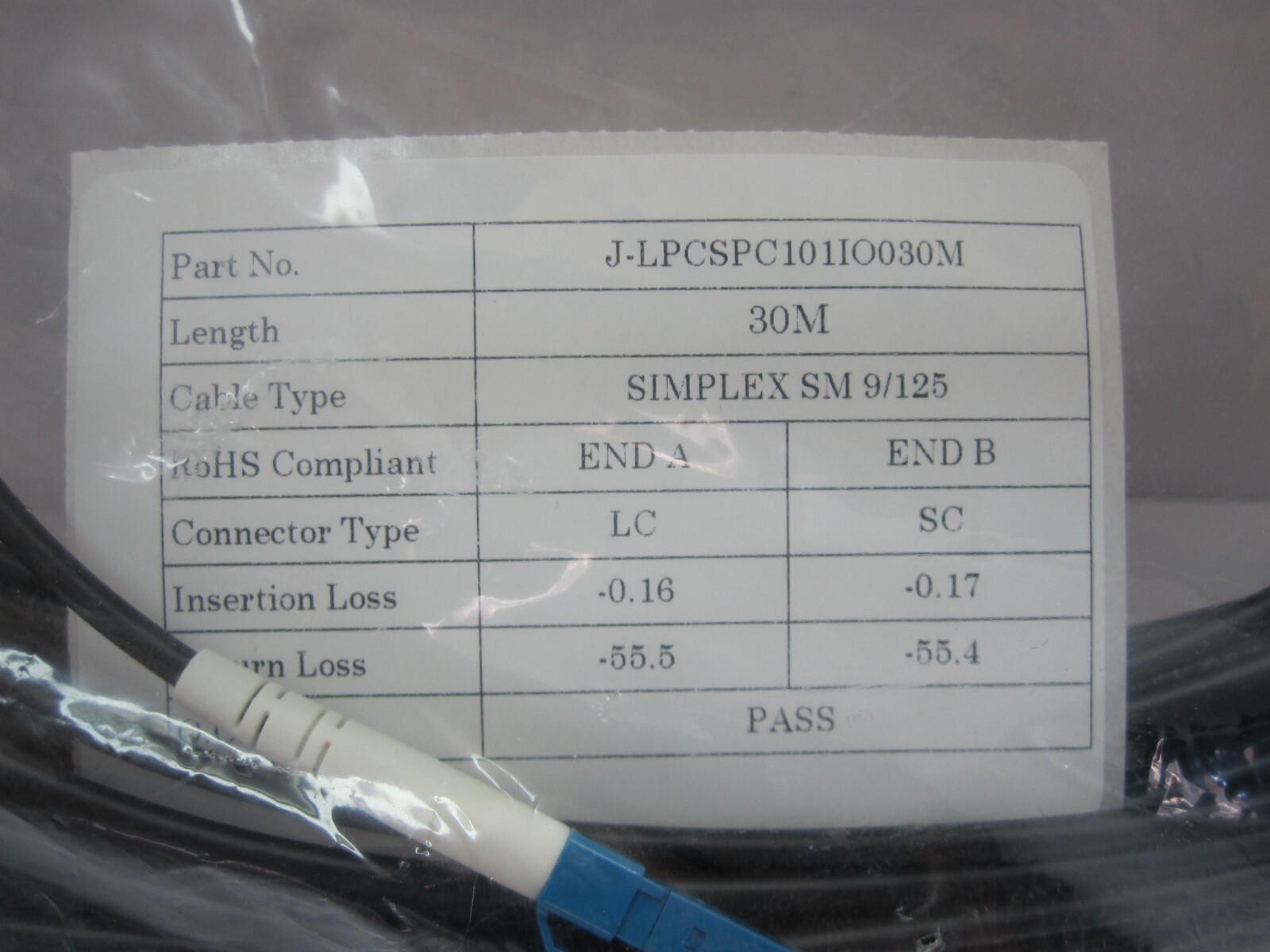 LC to SC Simplex SM Single Mode 9/125 Fiber Optic Patch Cable Black 30M 98ft