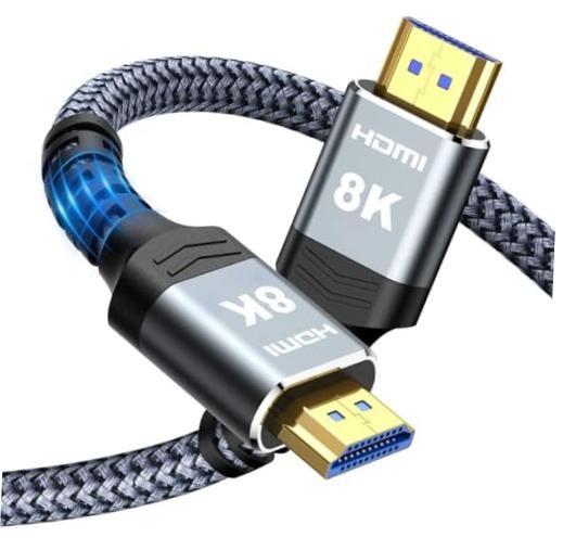 8K Fiber Optic HDMI Cable 50 FT – 2.1 Unidirectional 48Gbps – Grey