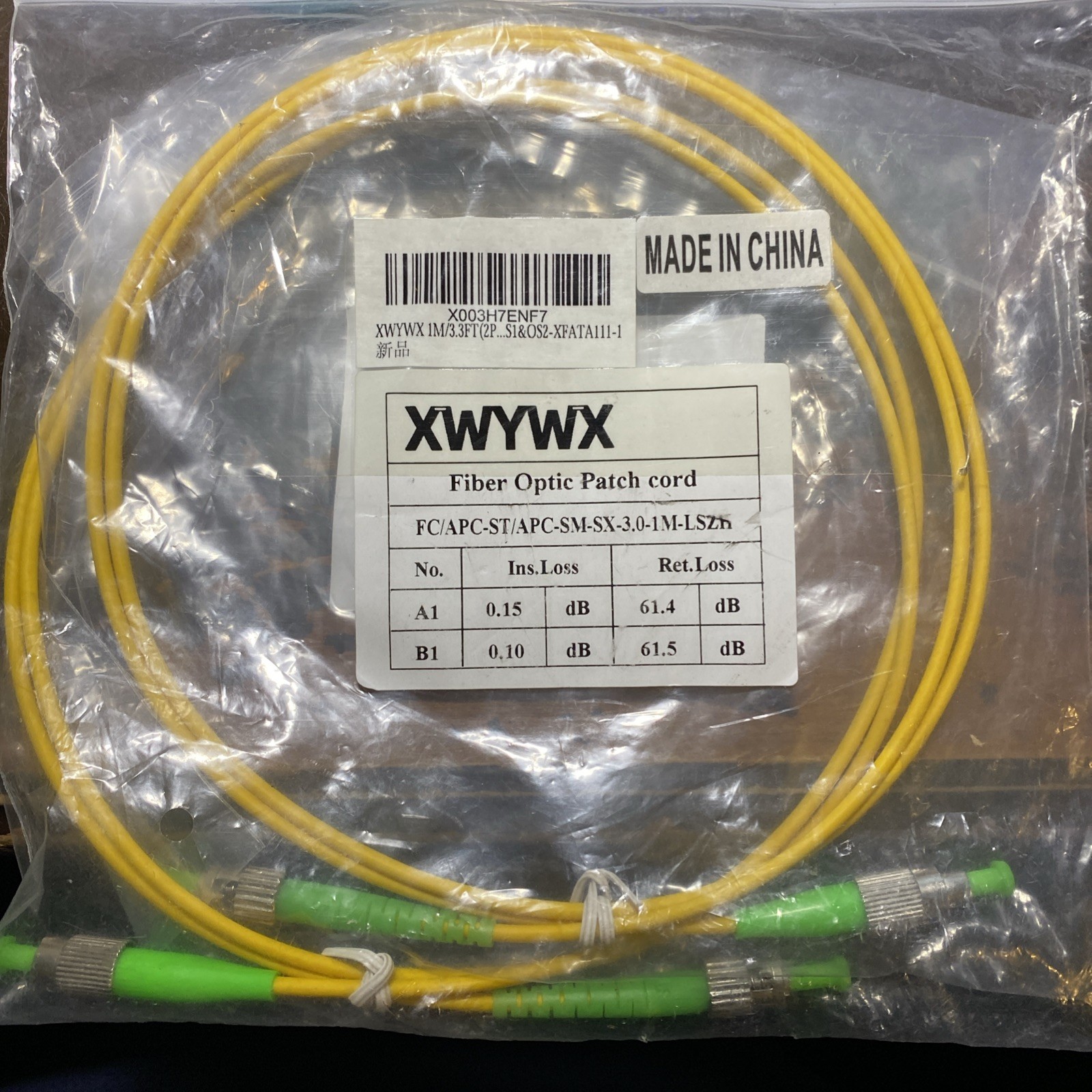 Fiber Optic Patch Cord FC/APC/-SM-SX-3.0-1M LSZH Yellow