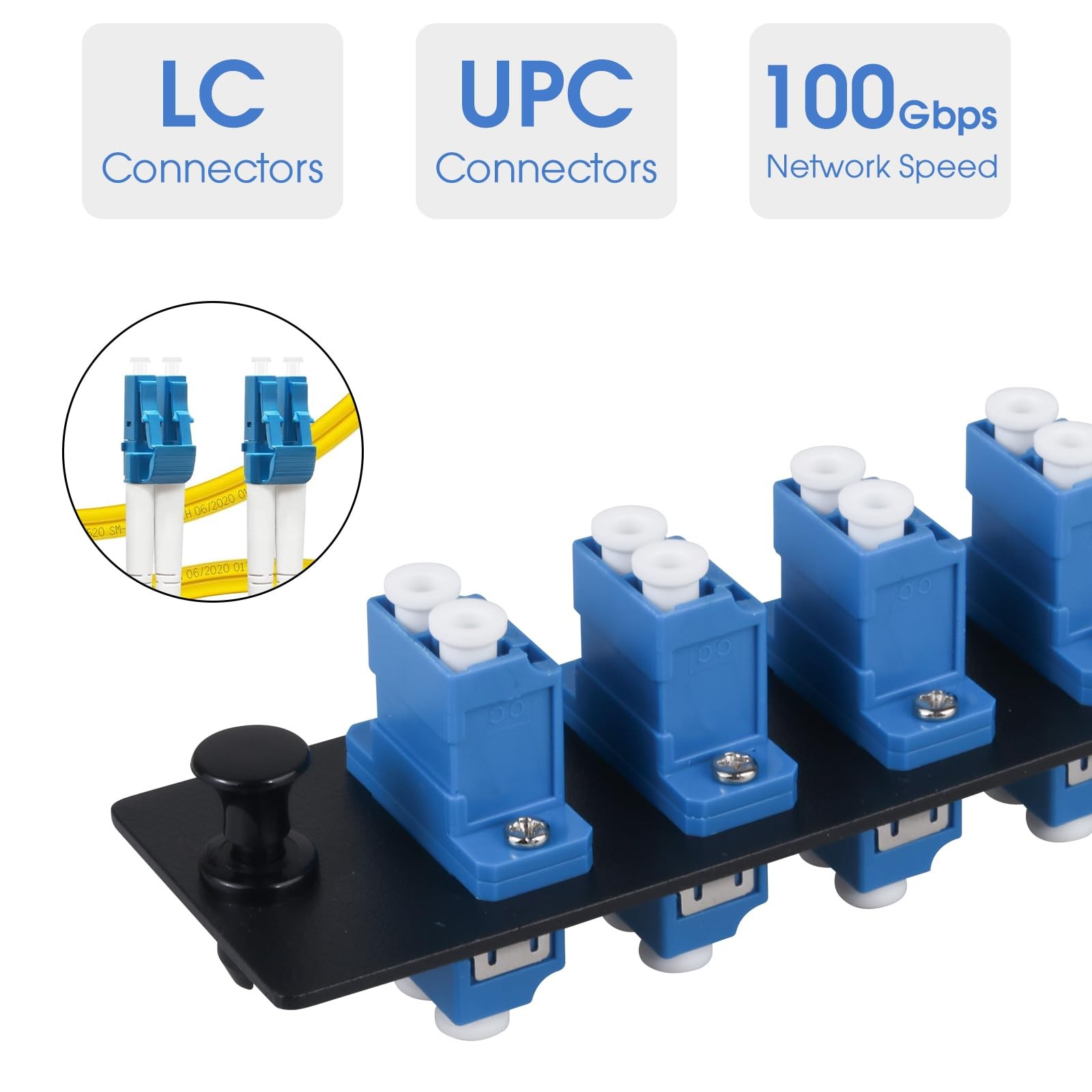 6 Duplex LC/UPC Fiber Patch Panel with Duplex Singlemode Blue Adapters