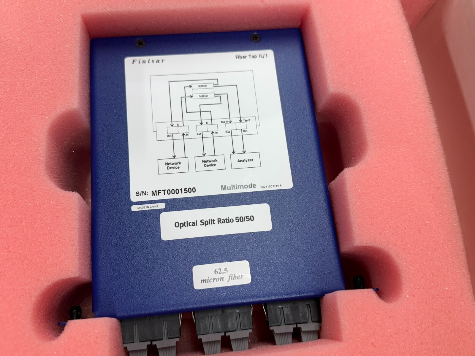 Finisar Multi Mode Fiber Optic Tap IL/1 Optical Split Ratio 50/50 CT1011-021