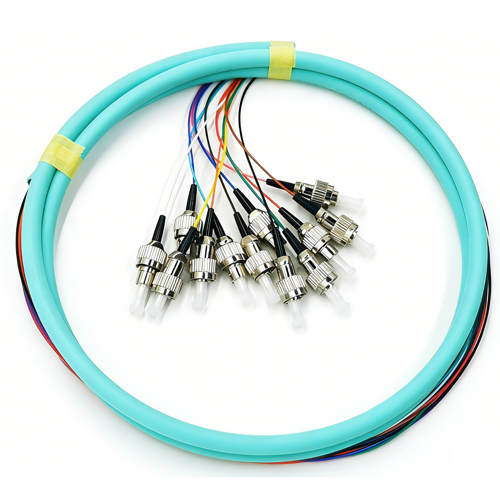 12 Fiber OM3 OM4 Multimode Bunch Pigtail SC LC FC ST UPC 1m Fiber Optic Cable