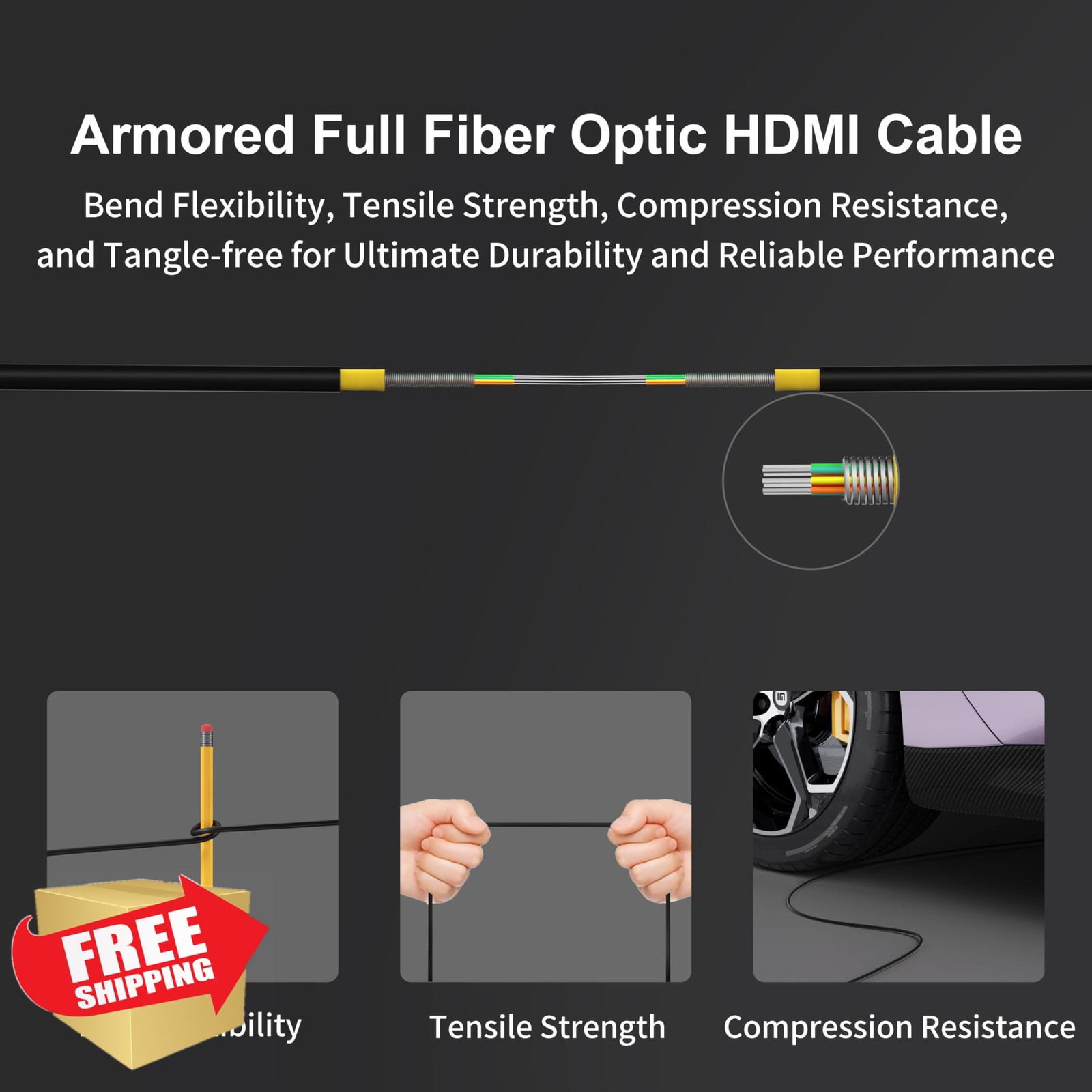 RUIPRO 3FT MPO M/F Fiber Optic Armored Cable