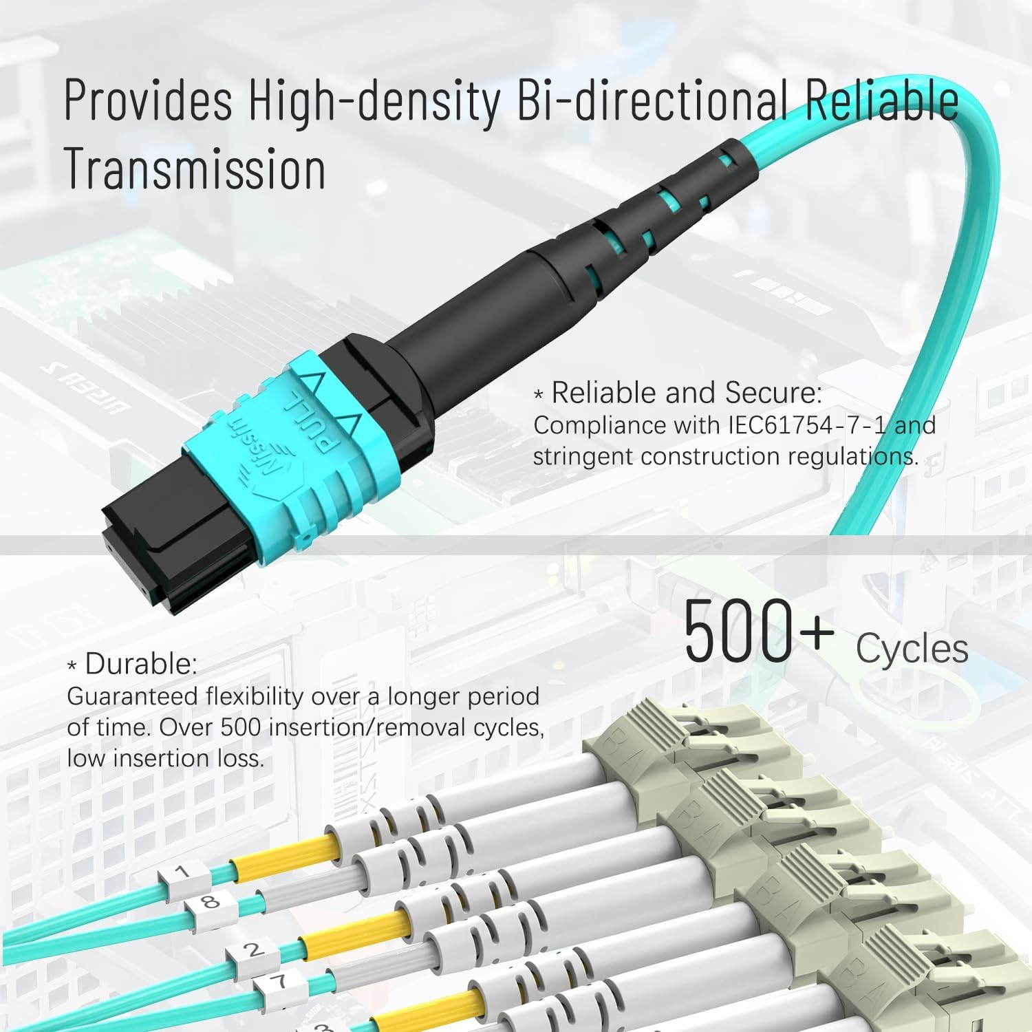 Karono MPO/MTP Breakout Cable 1M(3.3Ft), 12 X LC (6 Duplex) Fanout Fiber Optic