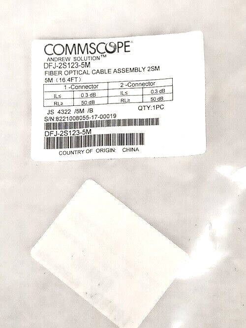 NEW COMMSCOPE DFJ-2S123-5M FIBER OPTICAL CABLE ASSEMBLY 2SM (16.4 FT)