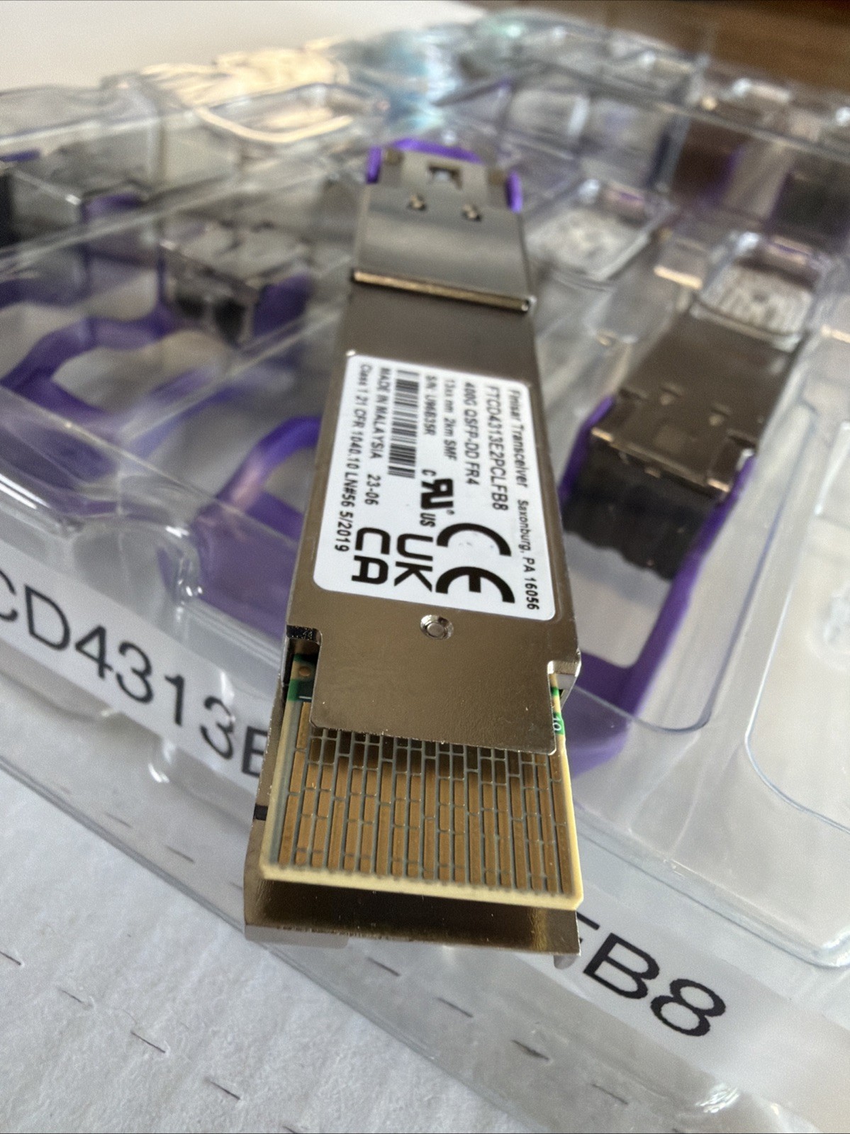 1 FINISAR FTCD4313E2PCLFB8 Transceiver 400G QSFP-DD FR4 13XX nm 3km SMF Qty 1