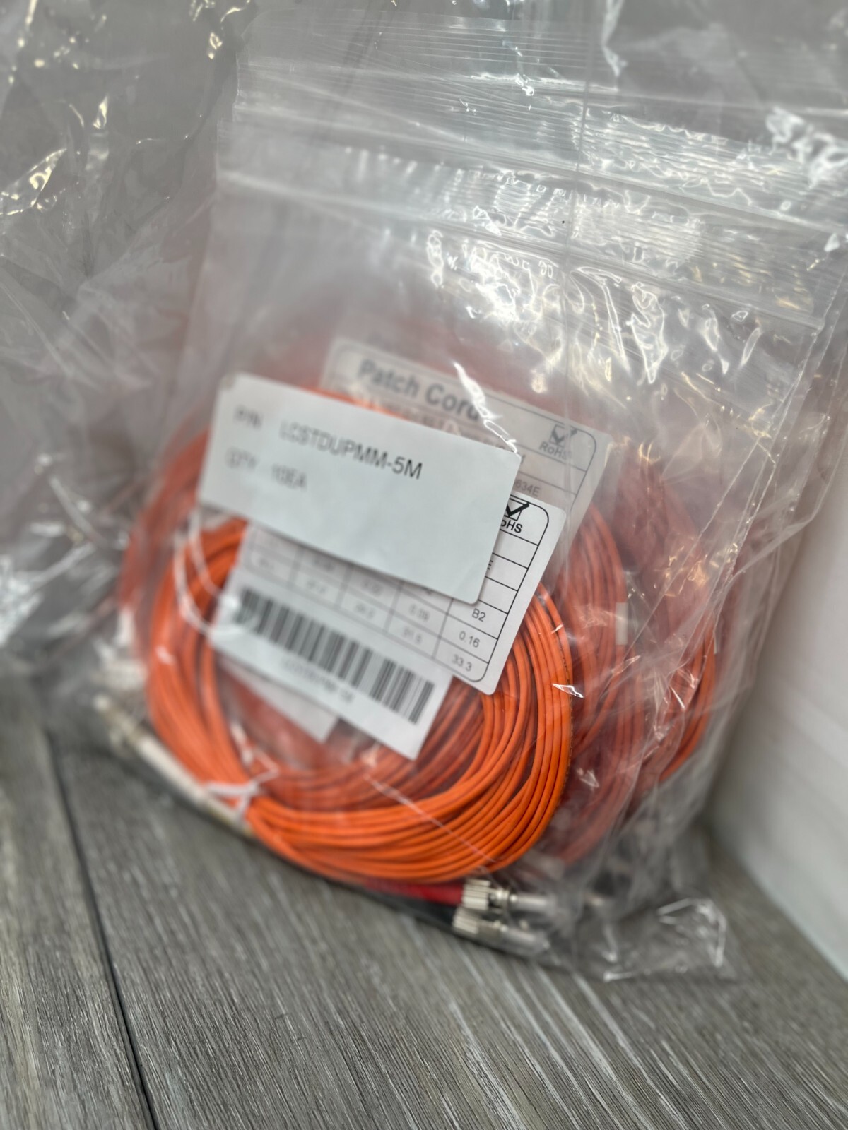10pk LC/ST Duplex 62.5 2.0mm PVC Patch Cords, Orange 5M each
