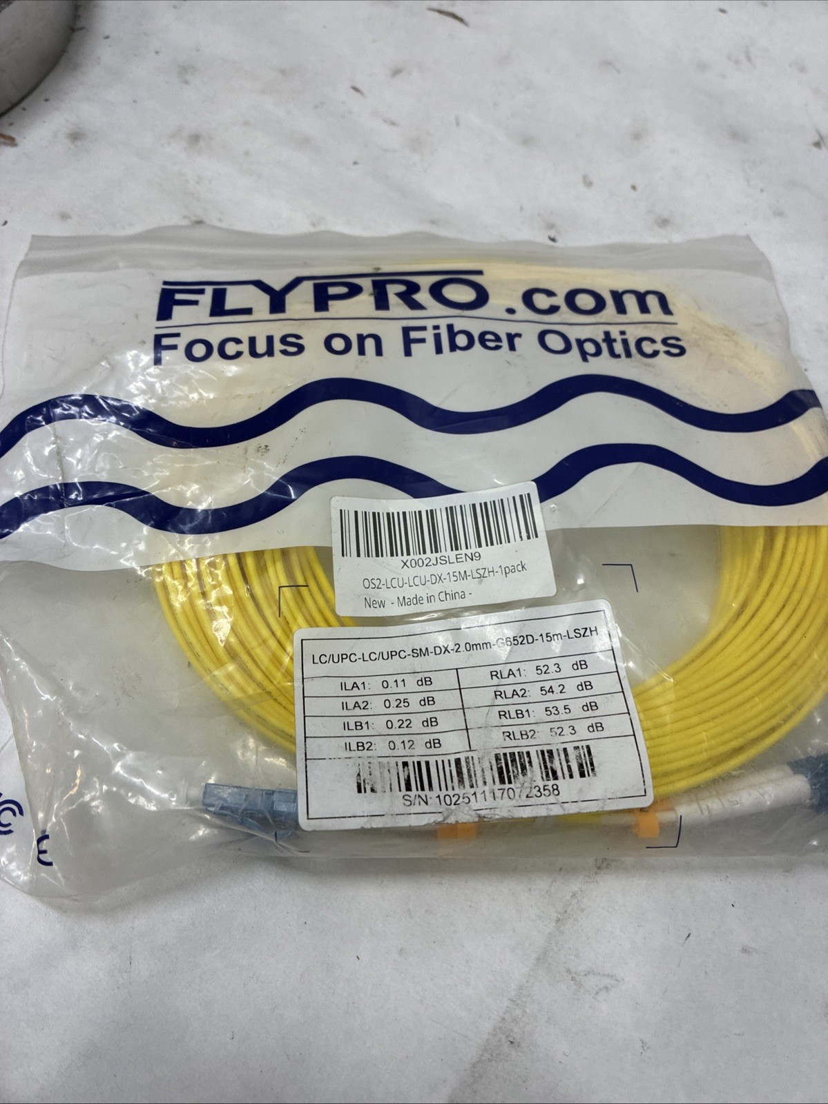 FlyPro- LC/UPC-SM-DX-2.0mm-G652D-15m-LSZH
