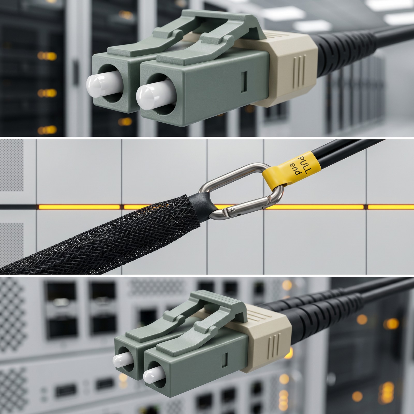 OM3 Multimode 2 Core LC to LC Armored Fiber Optic Patch Cable TPU 30M-150M