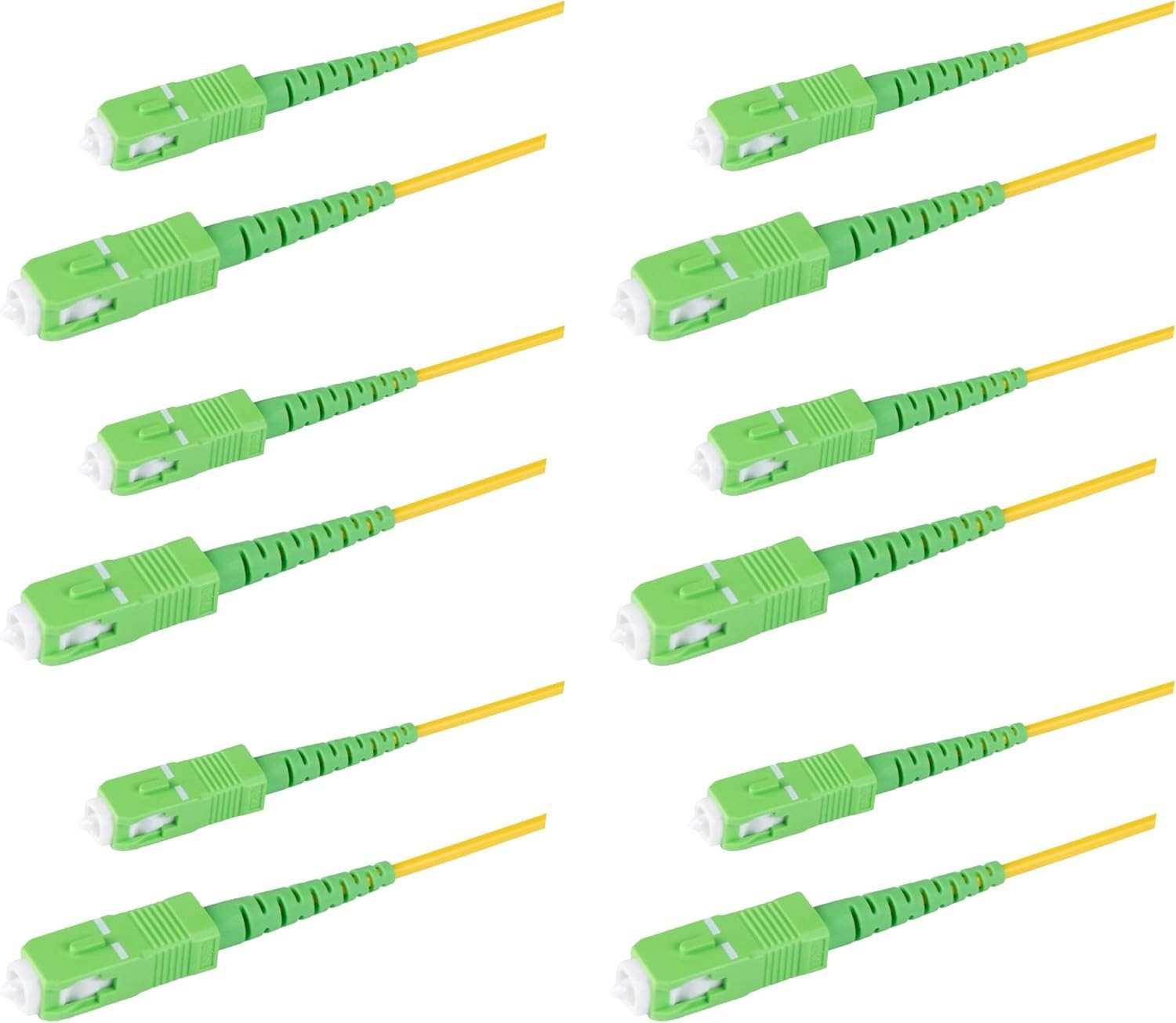 6-Pack 0.20 Meter SC/APC to SC/APC Singlemode Simplex Fiber Patch Cable