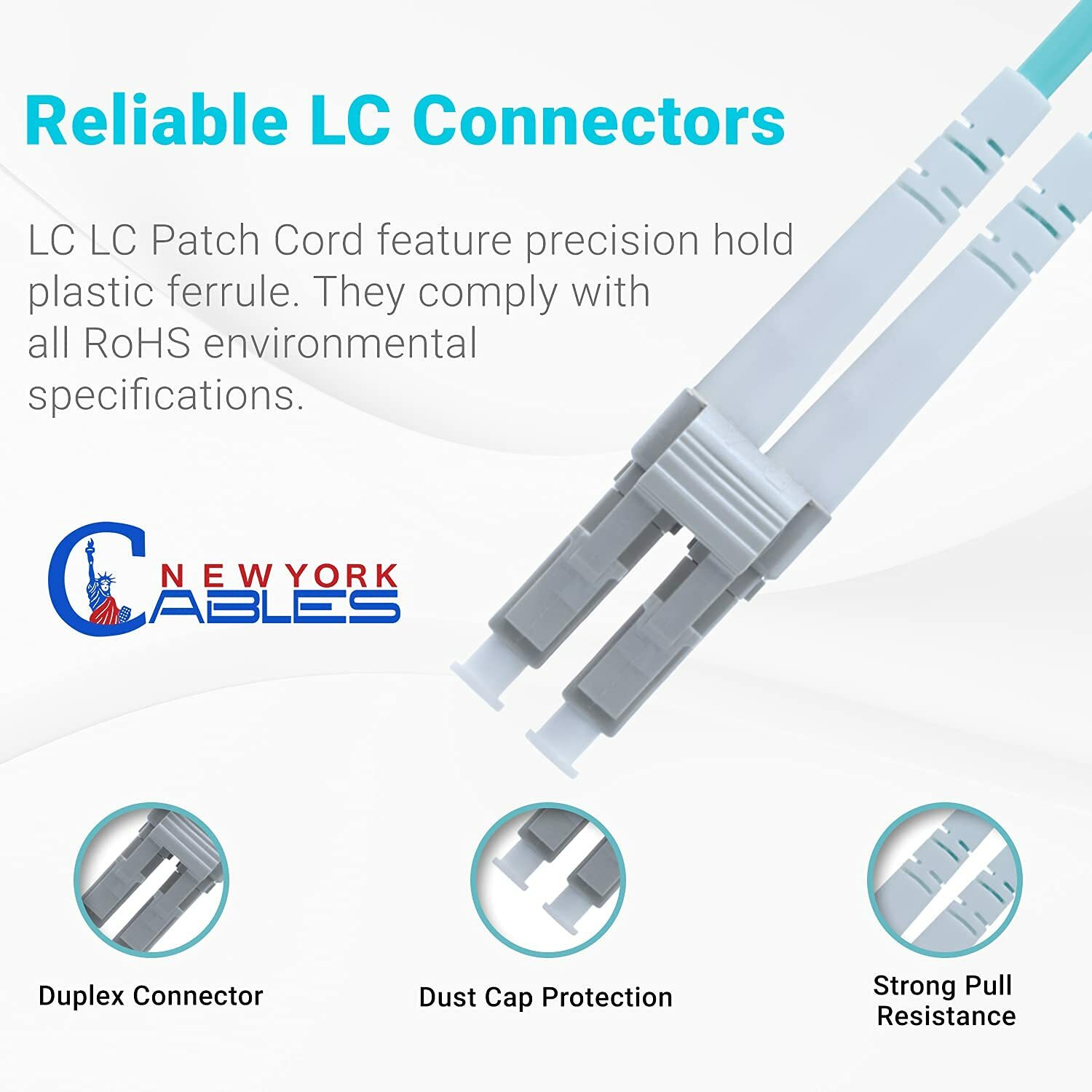 OM3 LC to LC Fiber Optic Patch Cable Multimode Duplex 50/125 Aqua LC LC 1M – 15M
