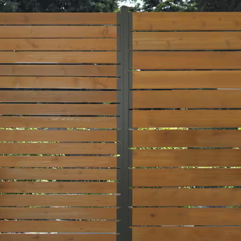 Modular Fencing 76 In. H Matte Black Aluminum Hard Surface Post for a 6 Ft. H Ou