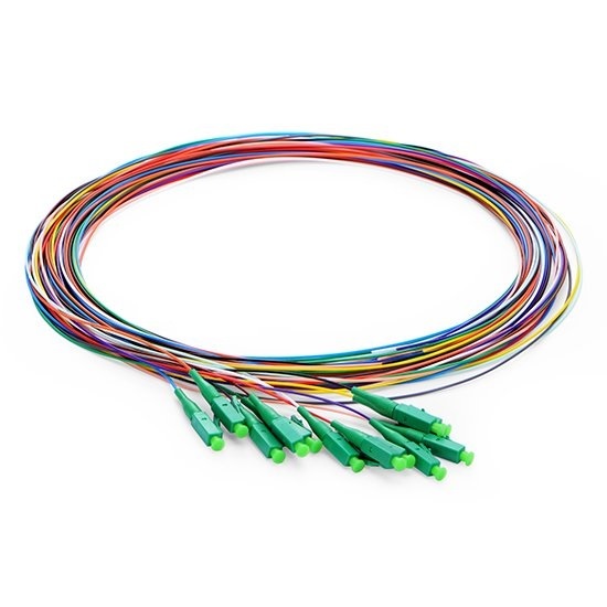 1m Unjacketed 12 Fibers LC/APC Single mode Color-Coded Fiber Optic Pigtail-9325