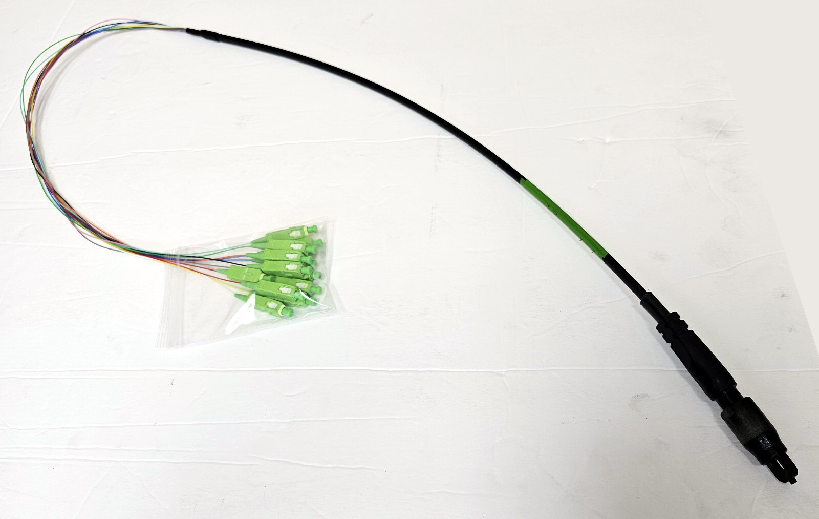 OptiTip/HMFOC Jack (Female) to SC/APC 12 Fiber Assembly, 3ft w 24″ 900um Fanout