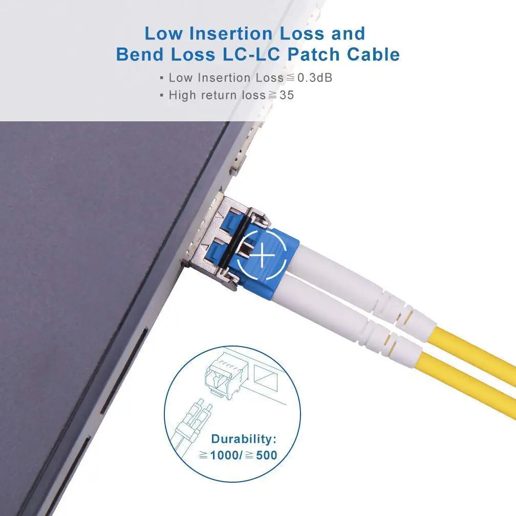 10G OS2 LC to LC Fiber Optic Cable Singlemode LC Duplex UPC OS2 Fiber Patch