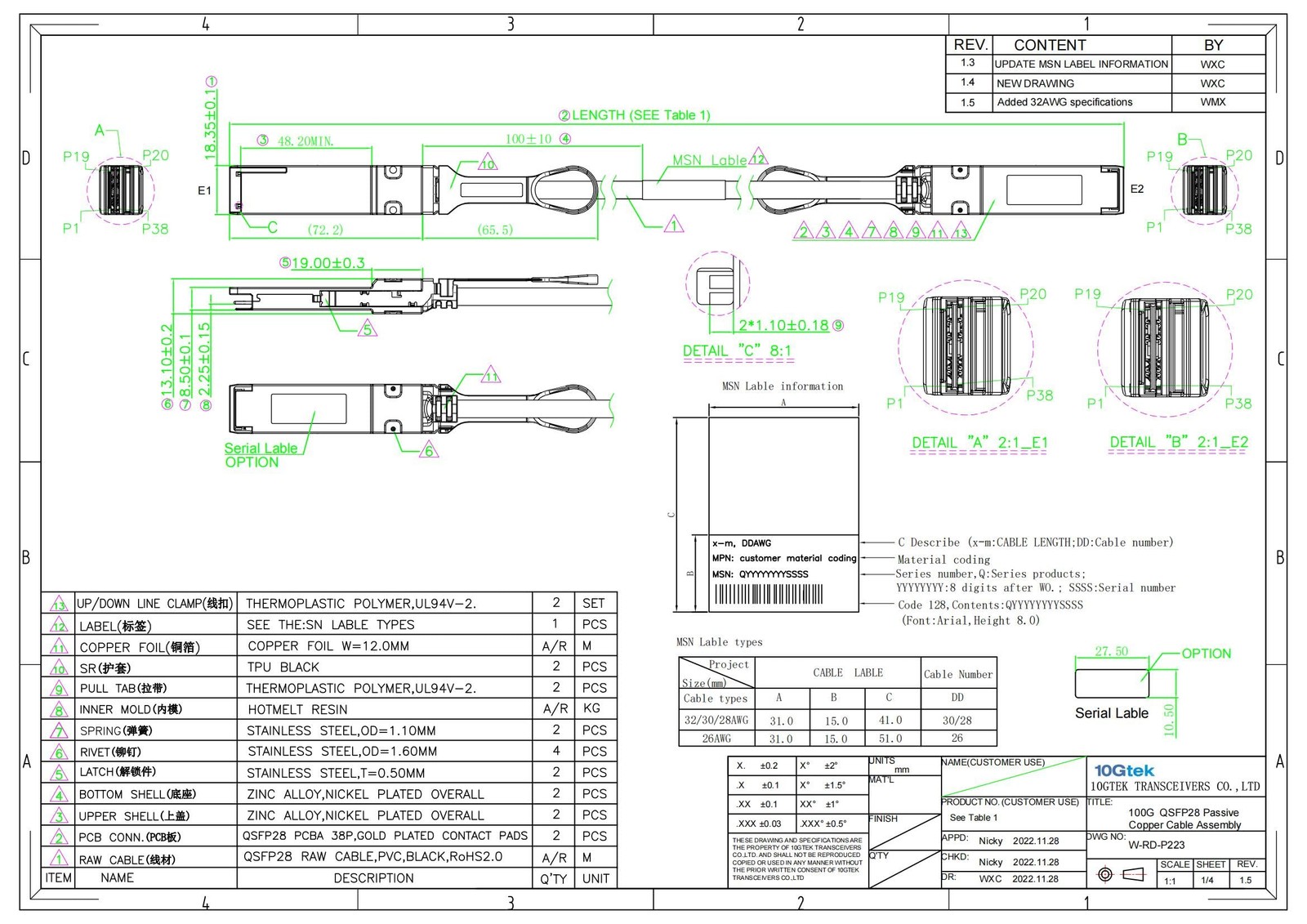 10Gtek Mellanox 100Gb/S Qsfp28 Dac – Ib Edr Passive Direct Attach