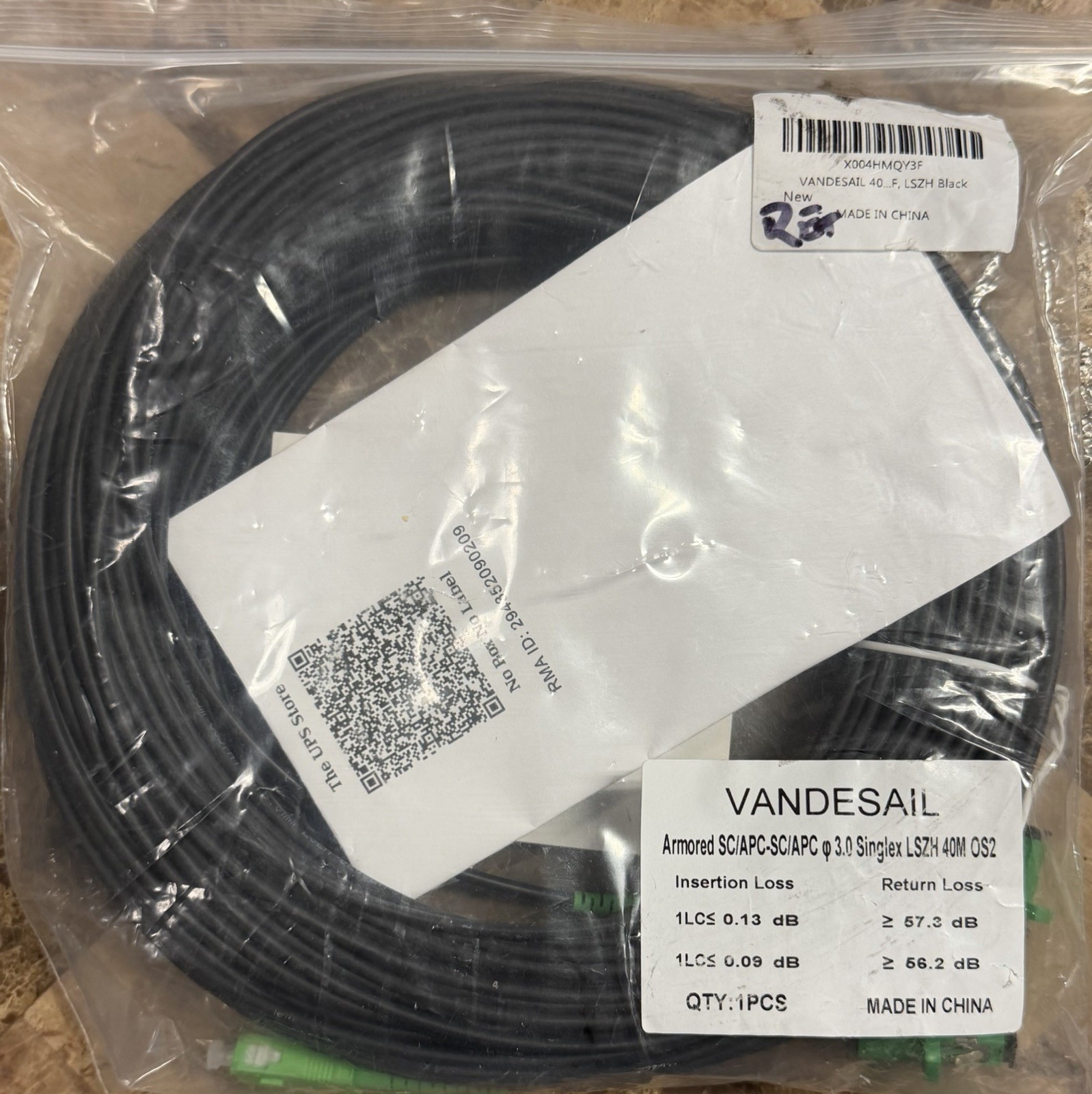 Armored Fiber Optic Patch Cord 3.0mm LSZH SC/APC-SC/APC SX SM 40 Meters FAST SHP