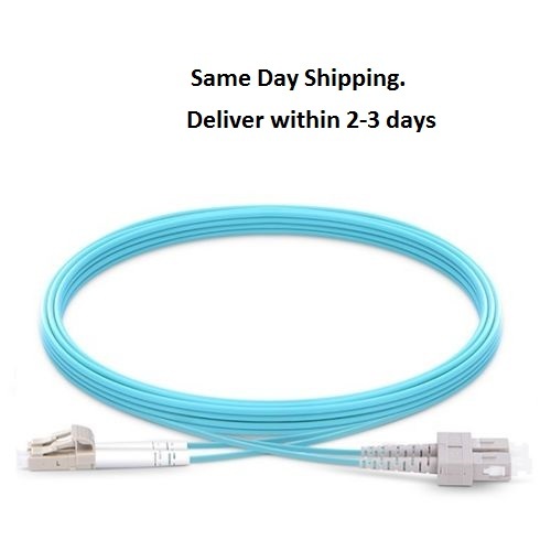 Lot of 10 1M LC- SC Duplex OM4 Multimode PVC 2.0mm Fiber Optic Cable- 5436