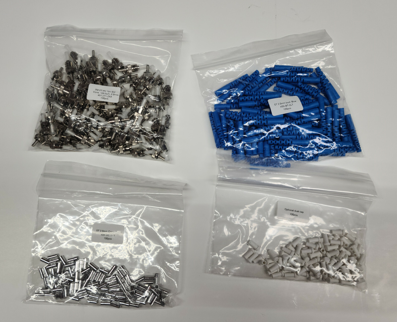 ST/UPC Epoxy & Polish Connector, SM Blue, 2mm Boot, Pre-Radiused (100 pack)