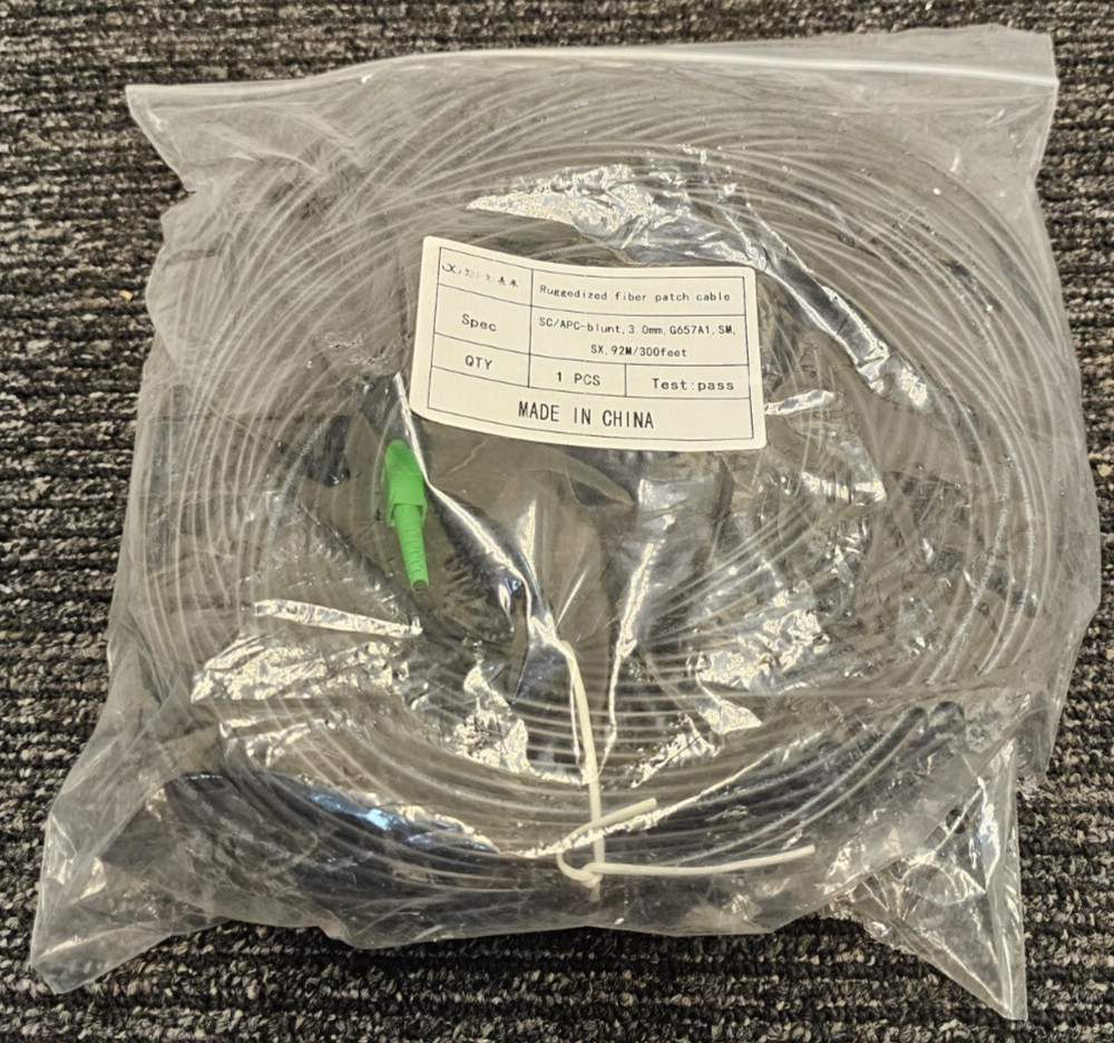 G657A1 300FT Ruggedized Fiber Patch Cable SC/APC-Blunt 3.0mm Black