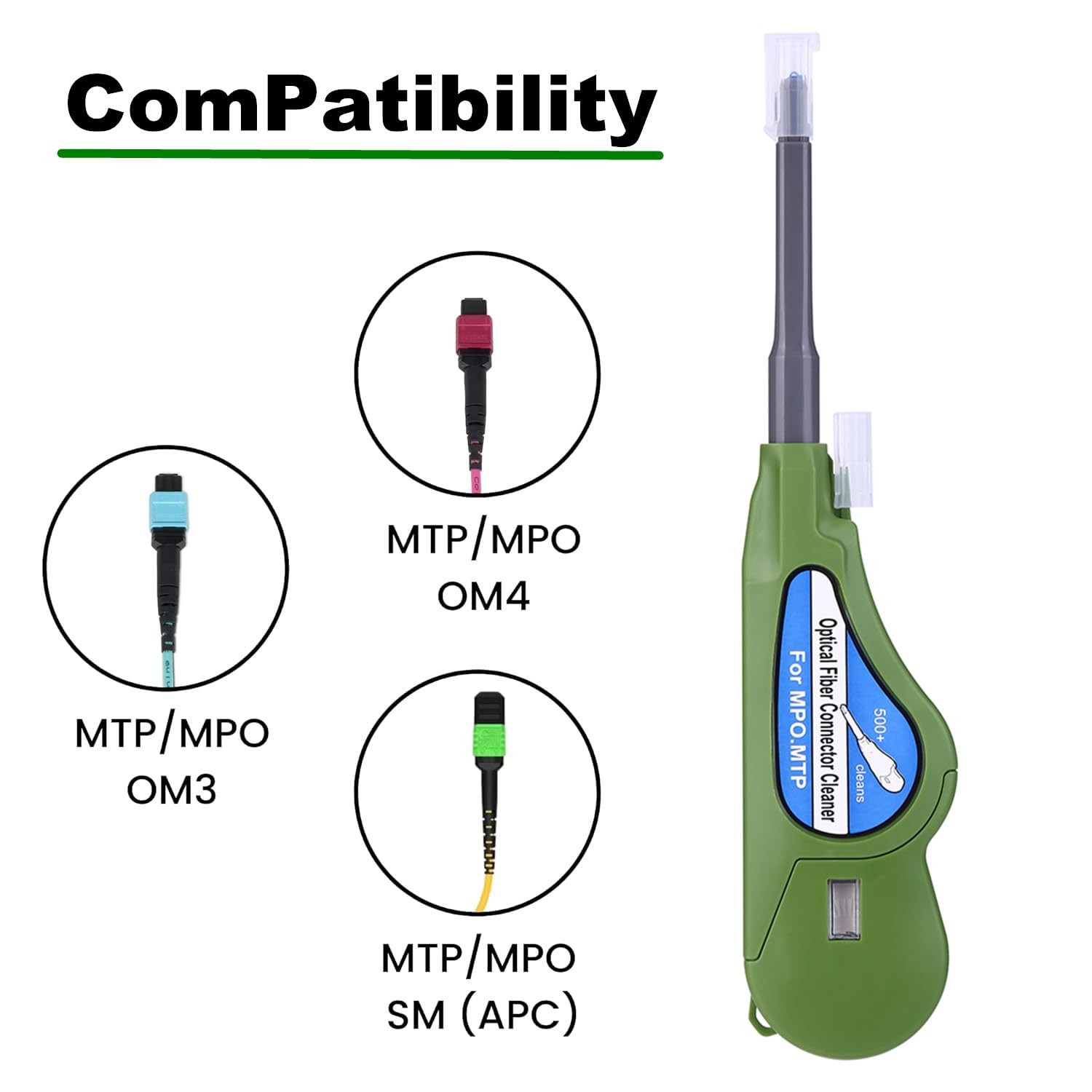 Fiber Optic Cleaner MTP/MPO Optical Connector Endface 500+ Cleans Green