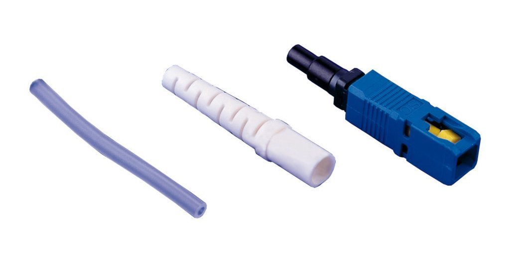 3M 8306 Epoxy Jacketed SC Connector; Singlemode, 126 um, Blue/White Boot, Qty 10