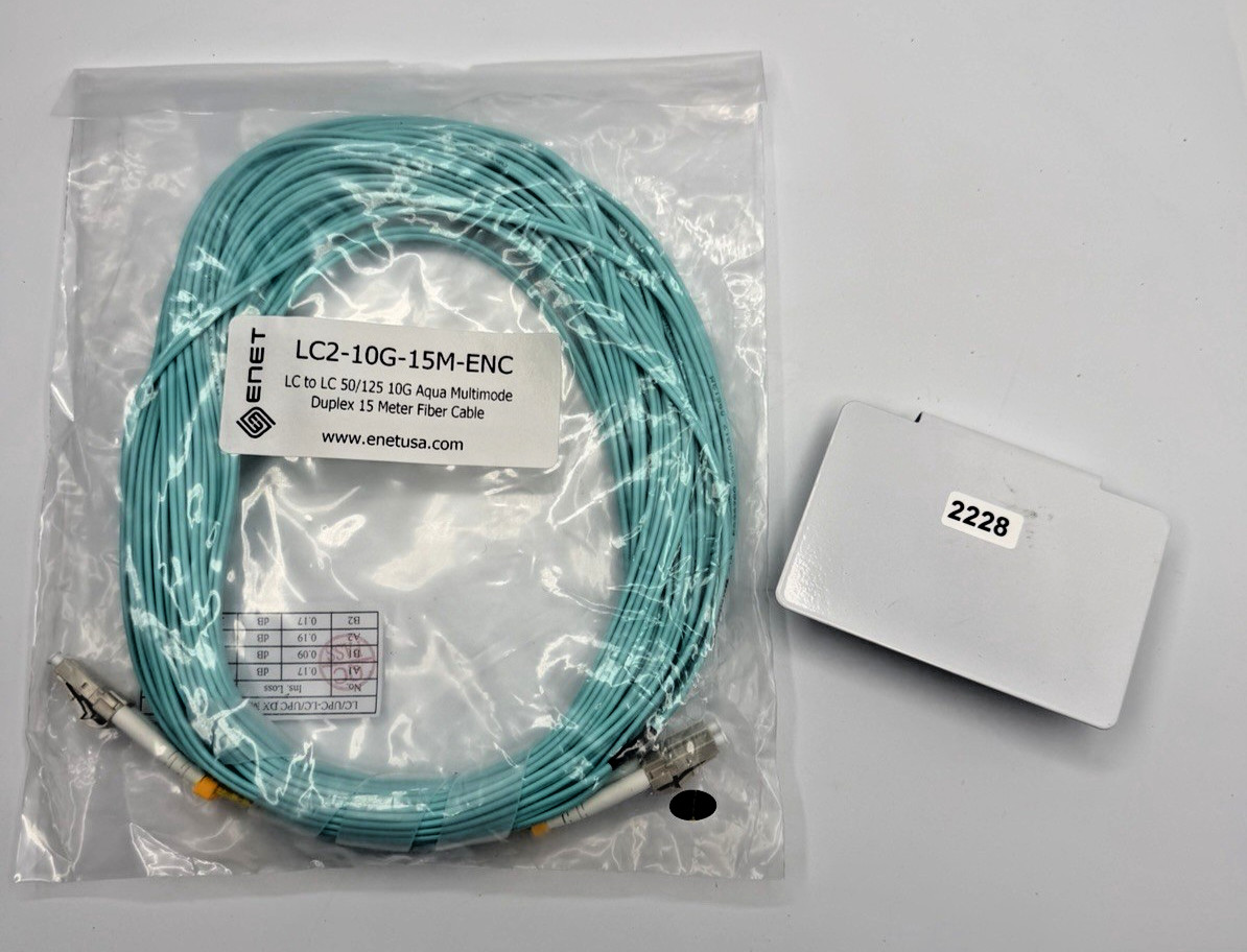 ENET LC2-10G-15M-ENC LC to LC OM3 50/125 10G Duplex Fiber Optic Cable 15M