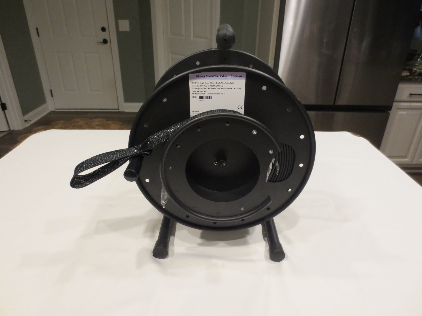 Military Grade Fiber Cable Reel – 1000ft 9/125 Single Mode 4 Fibers ODC Plug New