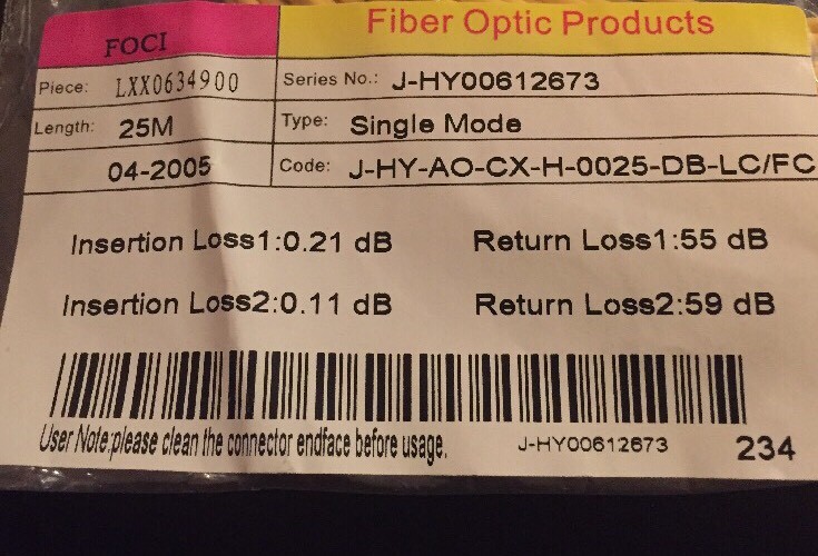 25M Single-Mode Fiber Optic Cable T4