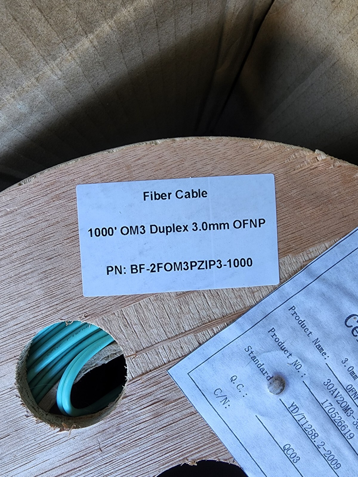 1000ft OM3, Duplex 3.0mm OFNP Flat Indoor Cable – Aqua