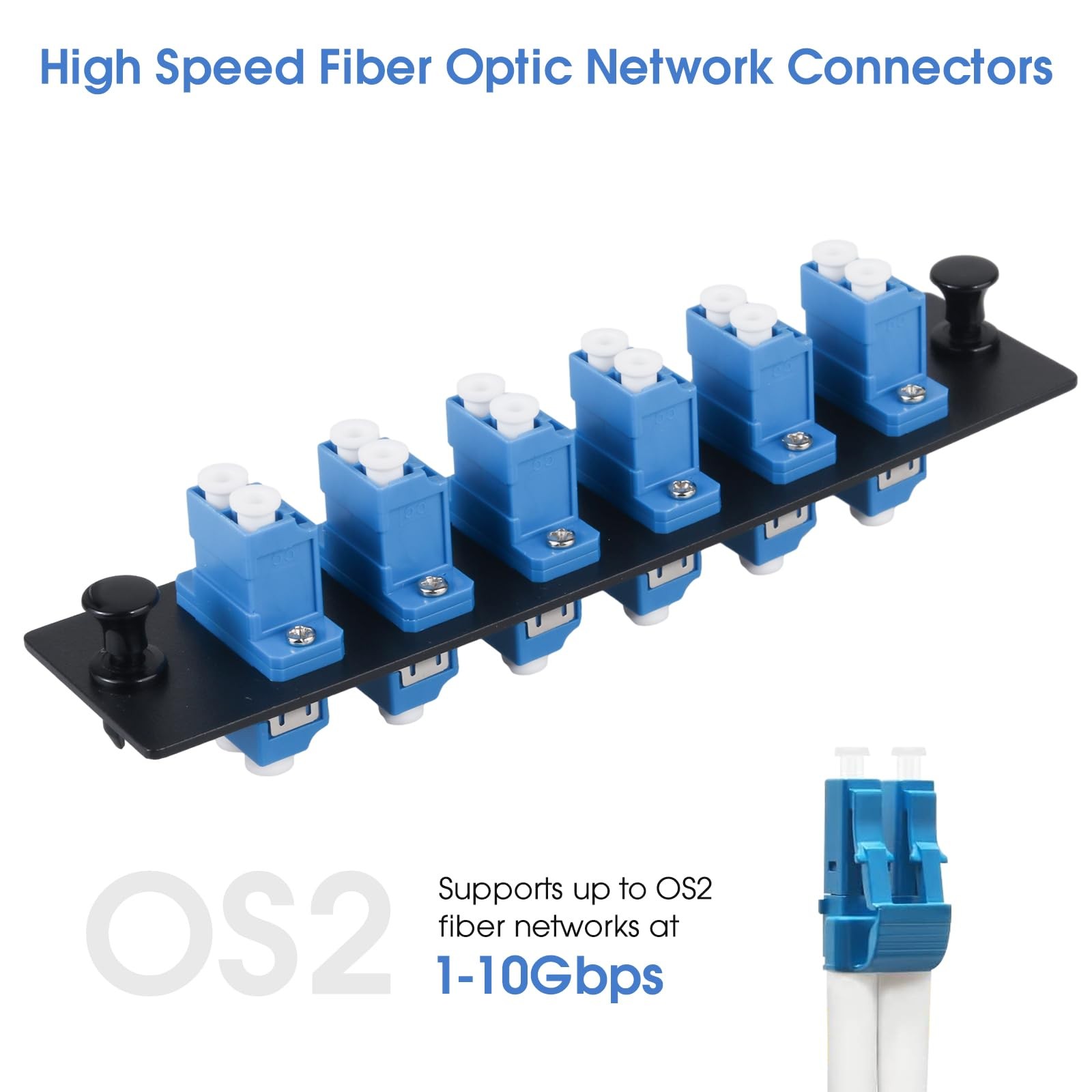 6 Duplex LC/UPC Fiber Patch Panel with Duplex Singlemode Blue Adapters