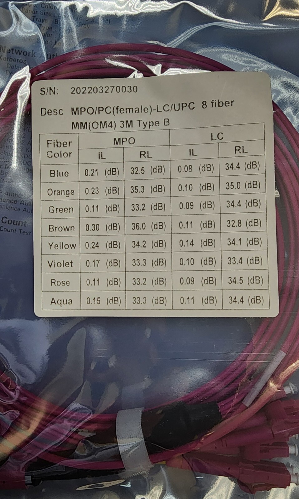 OM4 8 Fiber MPO Female 100G to 4 x LC-UPC Duplex Type B Breakout Cable, 3 Meter-