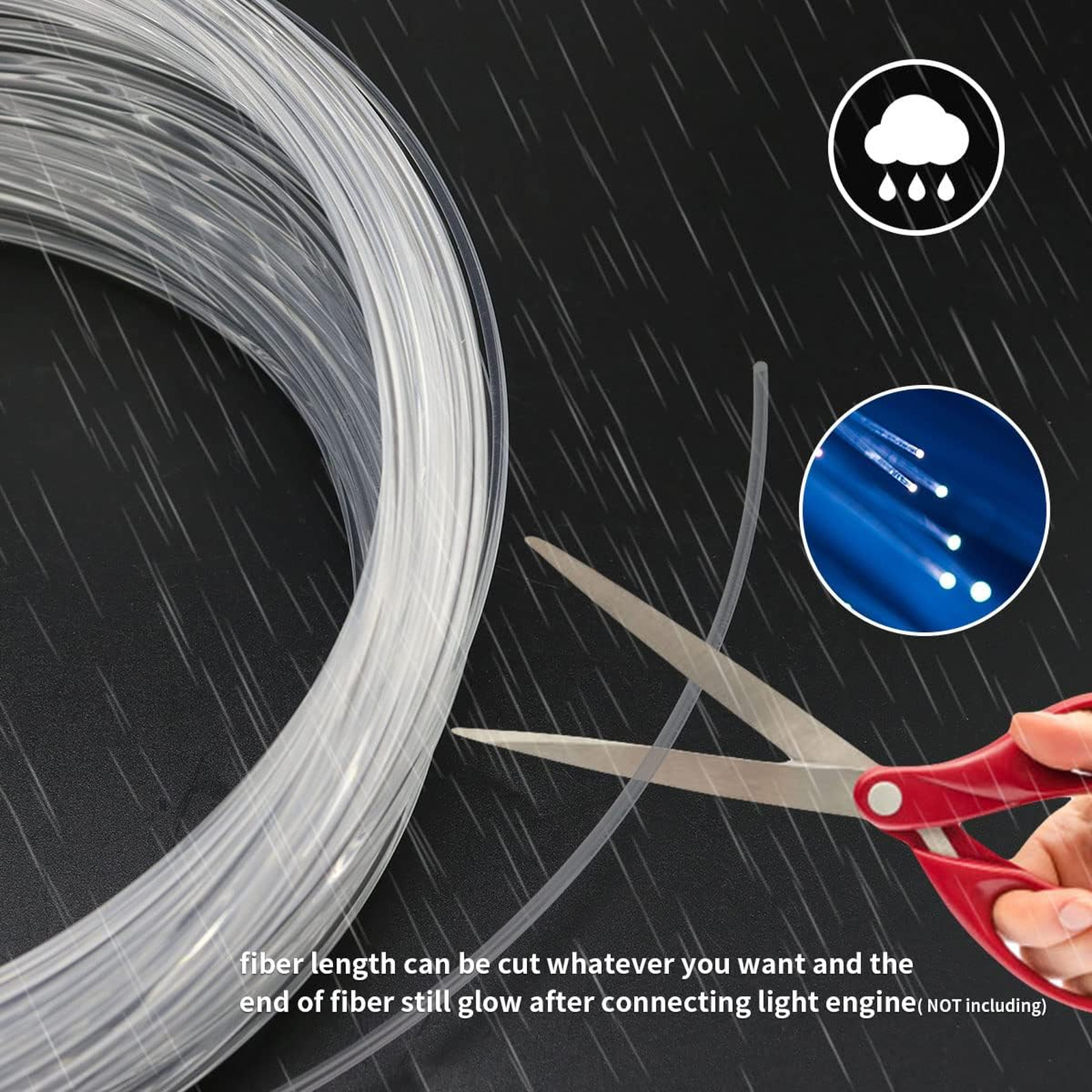 PMMA Plastic End Glow Fiber Optic Cable 1mm 50m Roll for Sky Ceiling LED