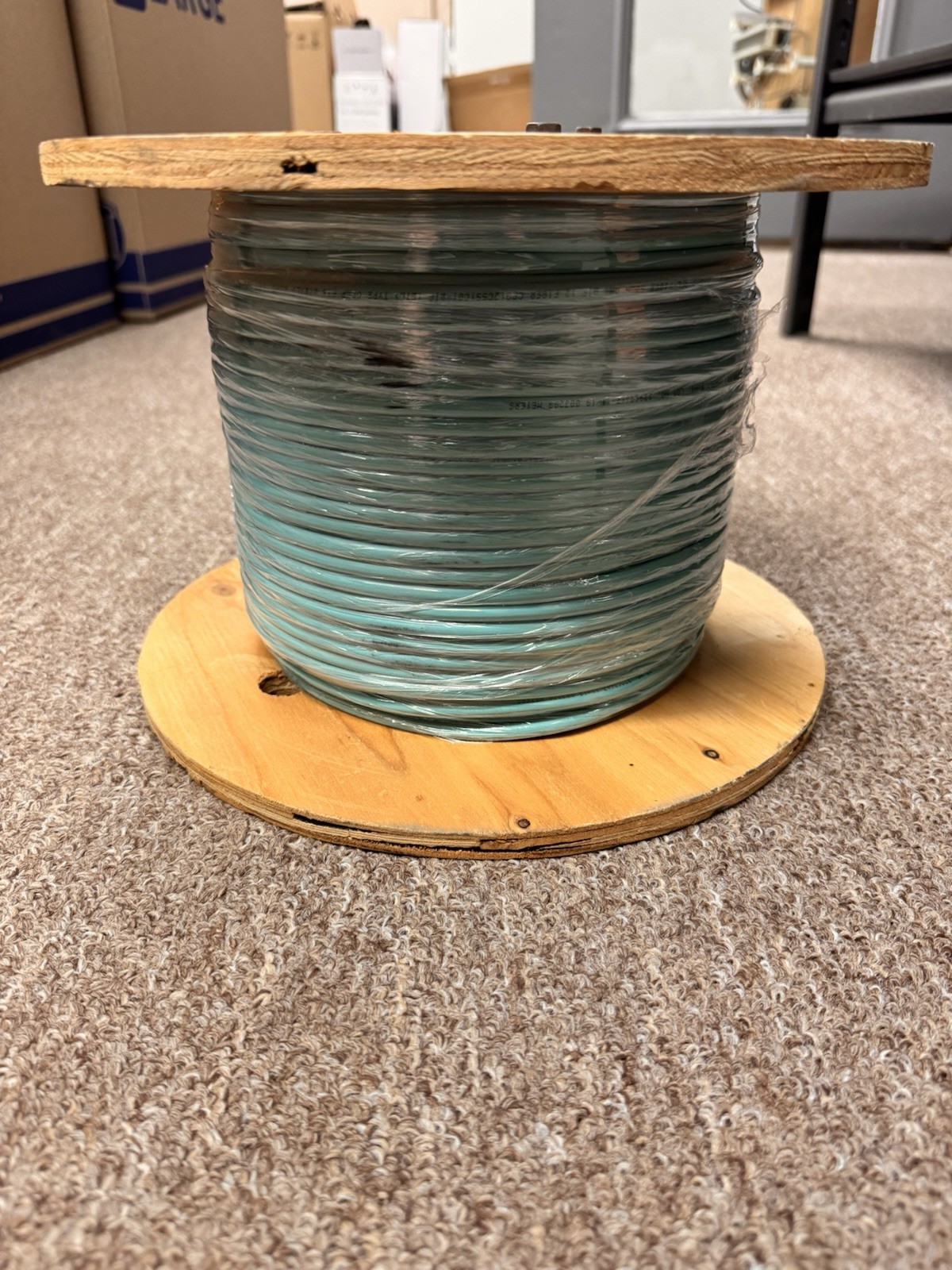 OM4 50µm 12-Fiber Multi-Mode Optical Network Cable Aqua Spool 250 FT Raw Fiber