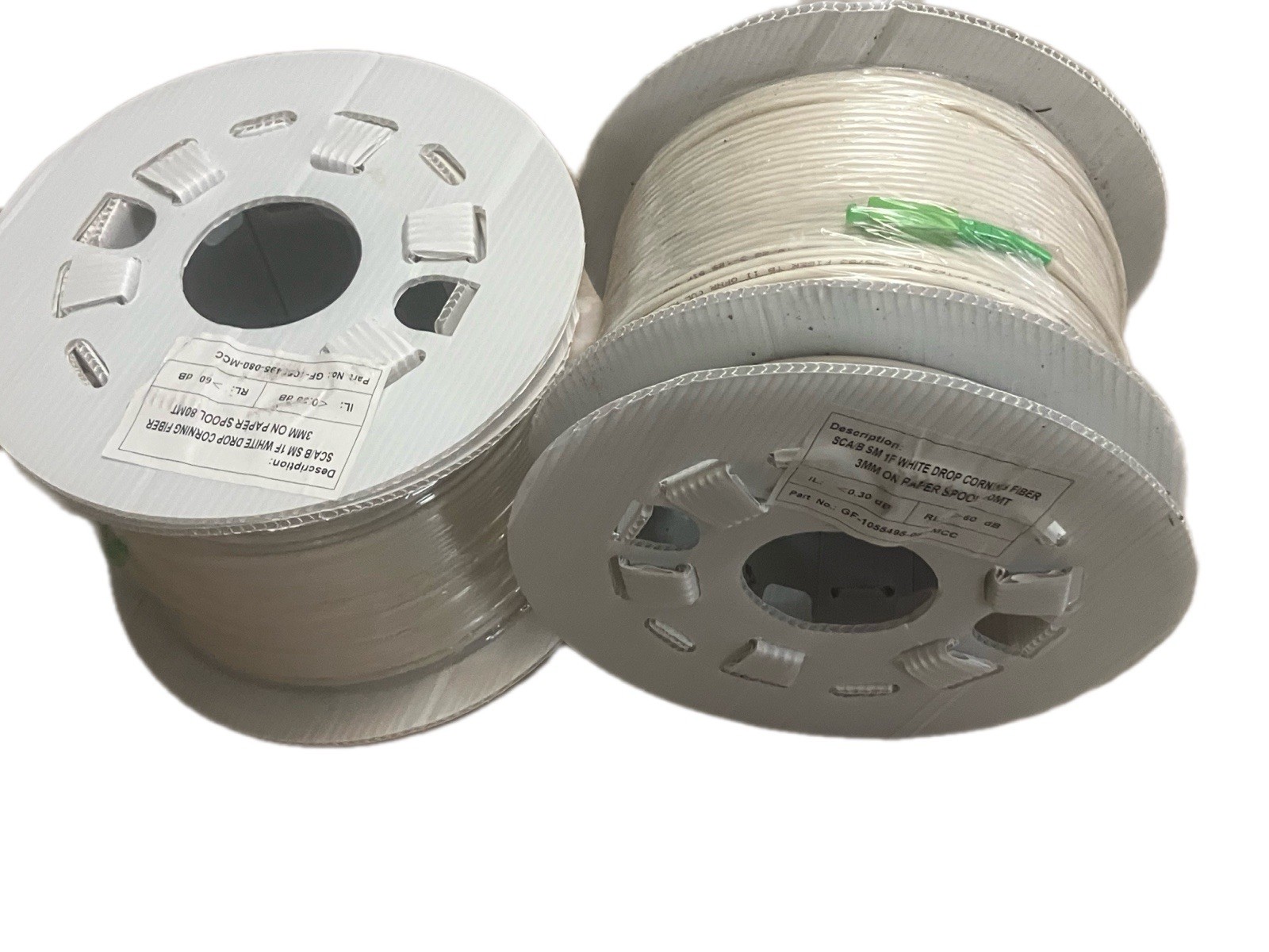 •2 ROLLS* Corning SC/APC Single-Mode White Fiber Optical Cable 80m GF-1055495
