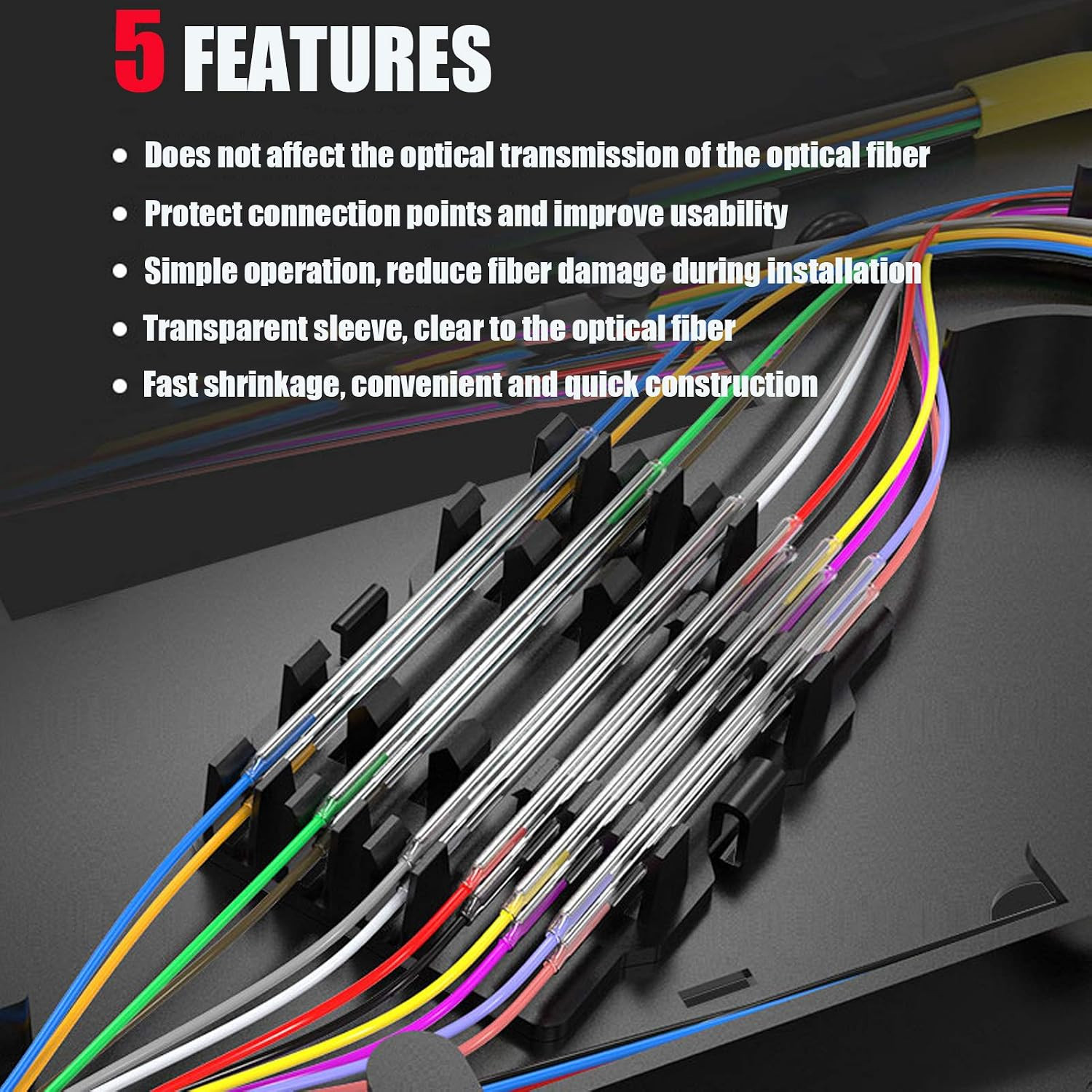 40Mm Clear PE Heat Shrinkable Tube Fiber Optical Cable 2.6Mm Dia Fusion Splice P