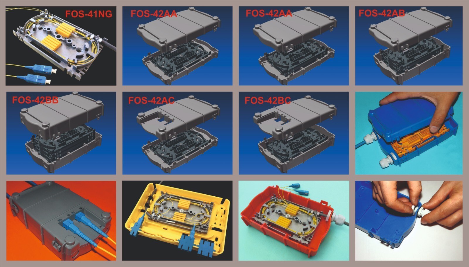 FOS-42 cassette variations Indoor fiber optic distribution box FTTH splice tray