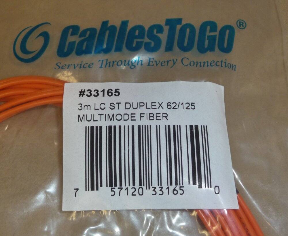 (2) Cables To Go 33165 3M LC-SC Duplex 62/125 Multimode Fiber Optic Patch Cord