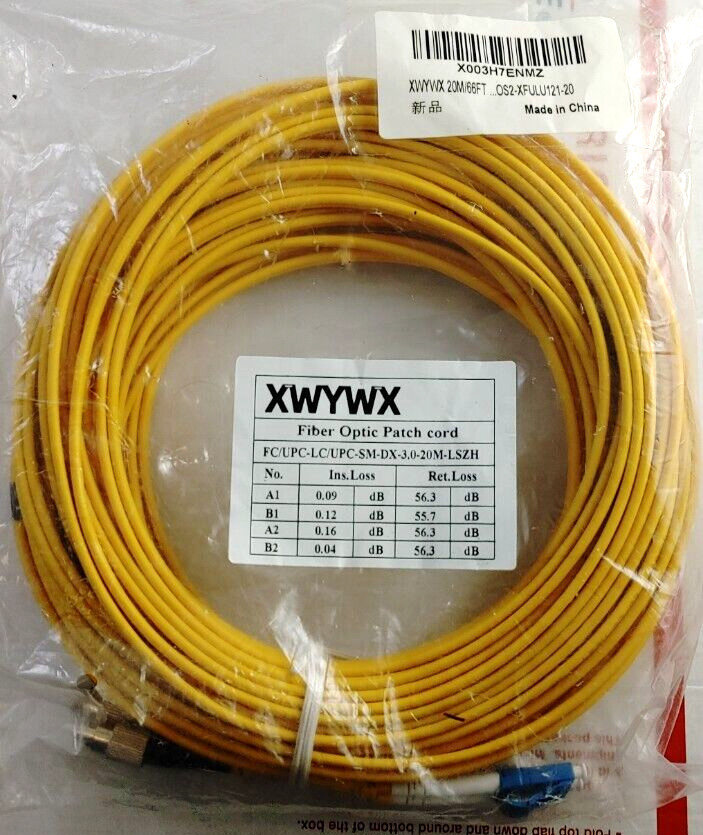 Fiber Optic Patch Cord Cable Repair Splice 20M 66FT 3.0MM FC/UPC LC/UPC