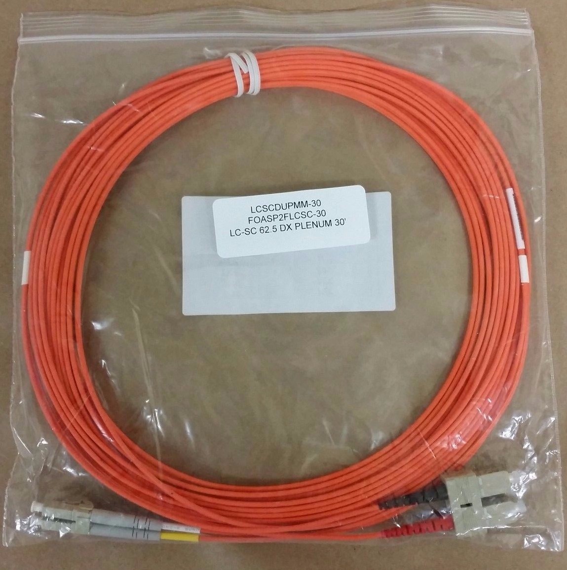 QTY LC/SC 30 FT Multi-Mode Patch Fiber Optic Cable LCSCDUPMM-30 SEALED NEW ~ 9M