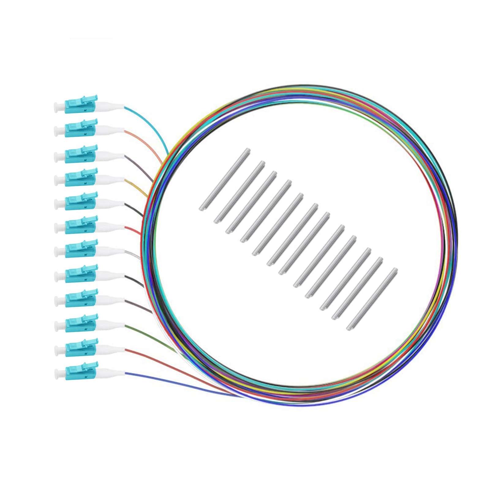12 Strand Multi-Mode LC OM3 Fiber Optic Pigtails for Fusion Splicing. Include…