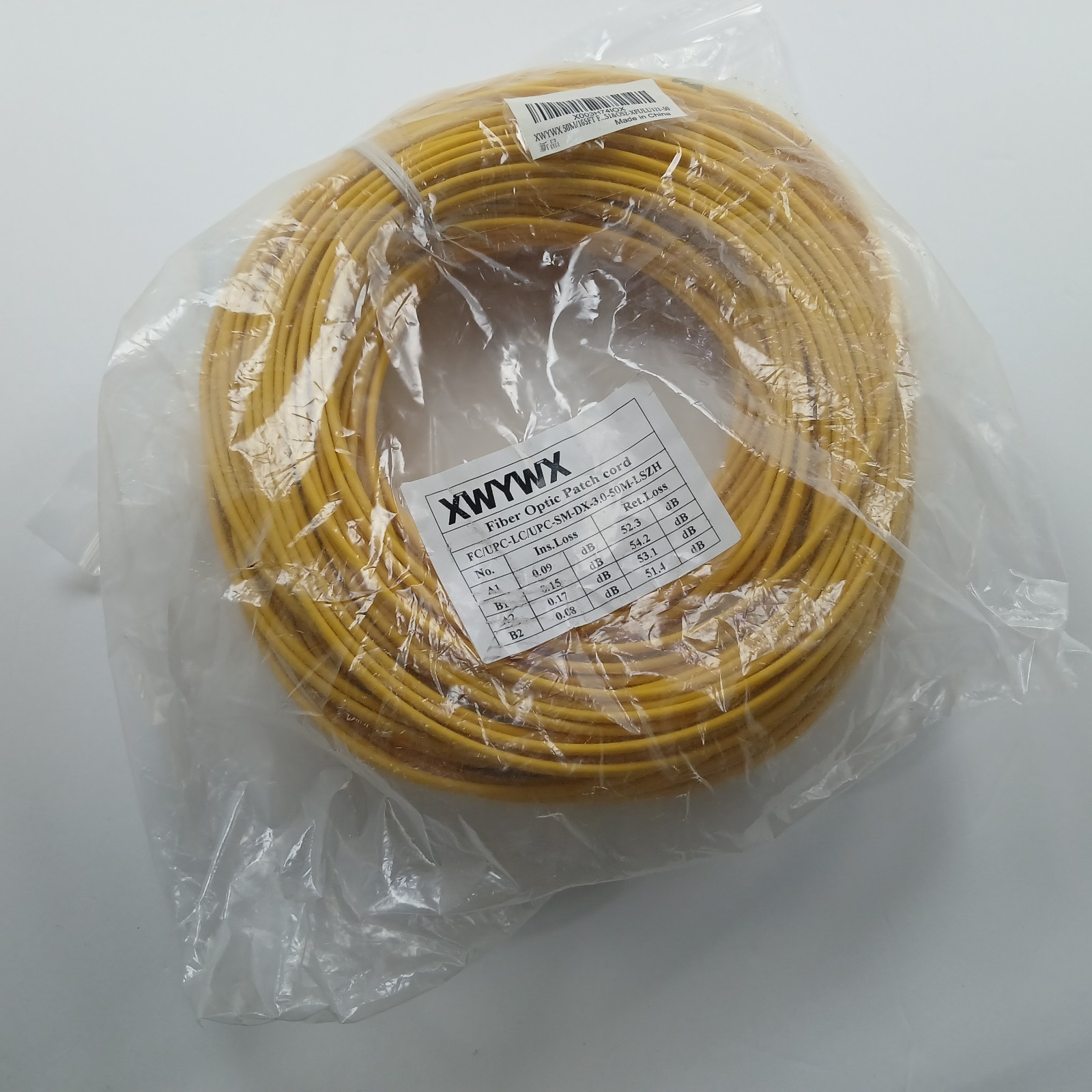 Fiber Optic Patch Cord FC UPC to LC UPC SM Duplex 3.0mm 50M 164 FT LSZH Cable