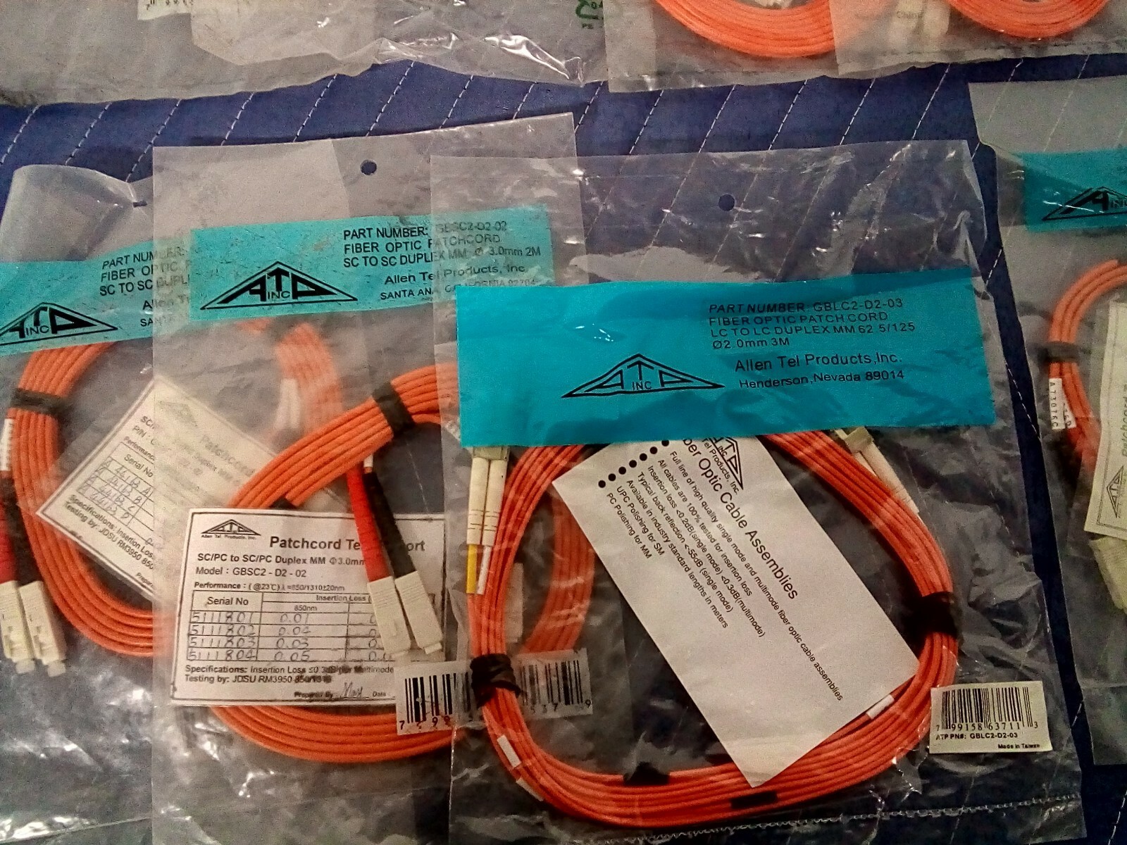*LOT OF 20*NEW Allen Tel Various Fiber Optic Cable Assembly Patch Cord