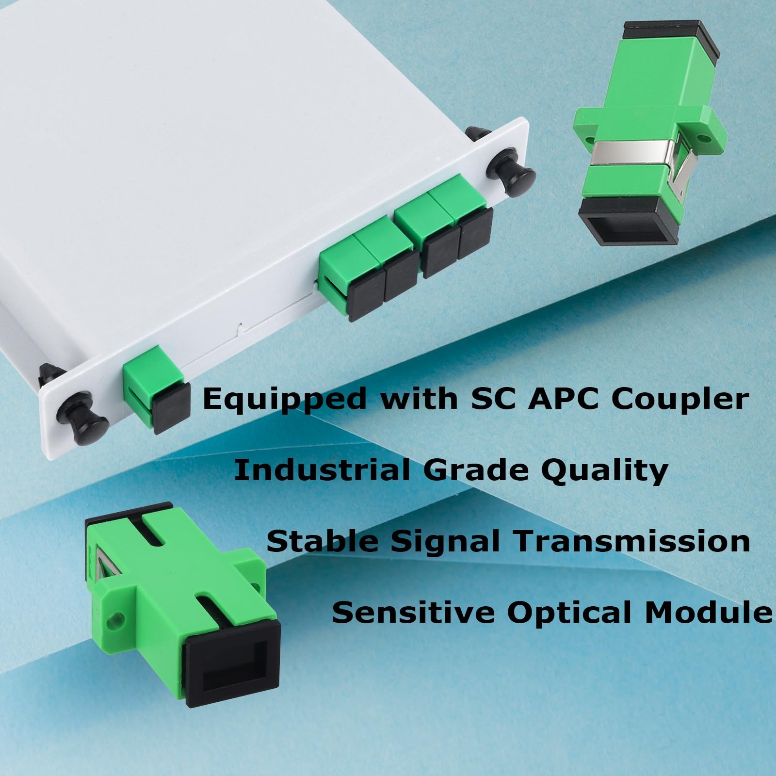 – 1 pc SC/APC 1×4 PLC Fiber Optic Splitter, 1 to 4 SC APC Cassette Card Inser…